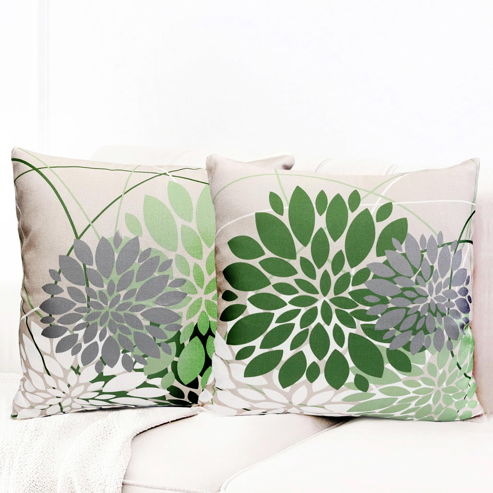 shgwehh Set di 4 federe per cuscini estive, 55,9 x 55,9 cm, con animali, fiori, piante, impermeabili, in lino, per divano, auto, fattoria, regali per la decorazione della casa, 55 x 55