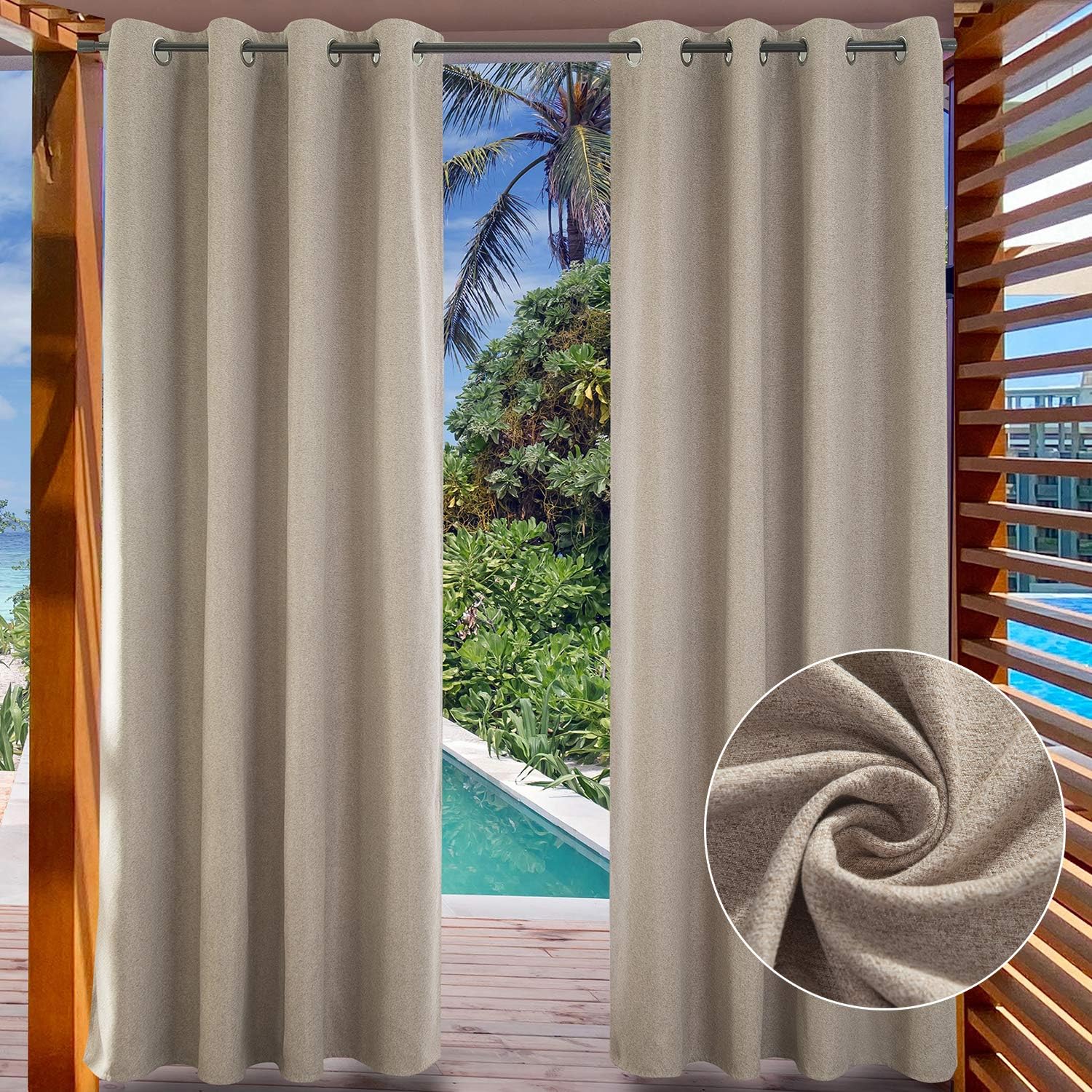 LIFONDER Privacy Blackout Outdoor Curtains Deck Curtain Décor with