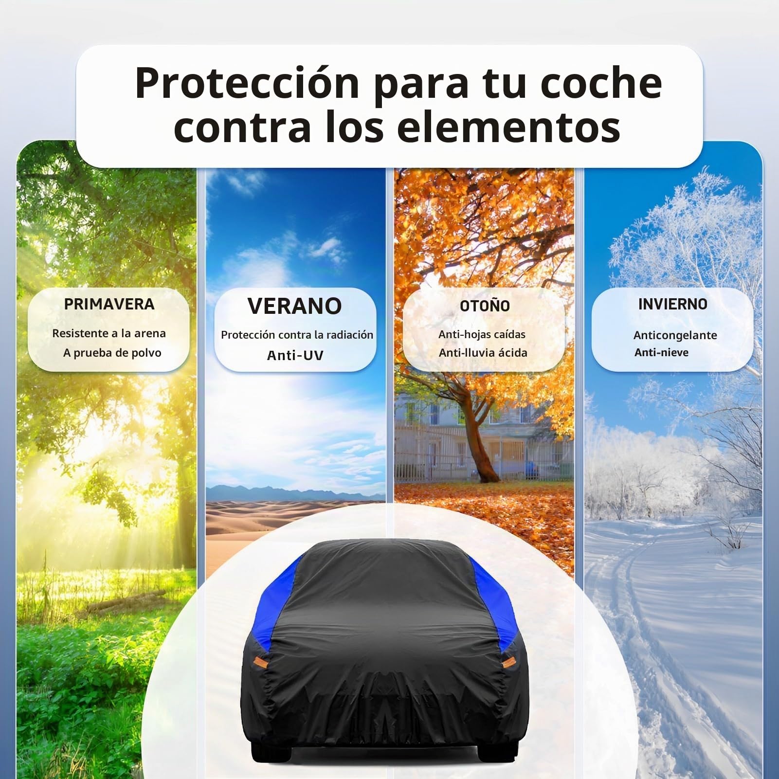 Funda Coche Exterior Gunhyi, Impermeable y Transpirable, Funda a Coche Resistente al Polvo Lluvia los Rasguños, Adecuada para SUV BMW X3, Volvo XC60, Stelvio, RAV4, GLA, Audi Q5 Etc. (460 a 485 cm) YL