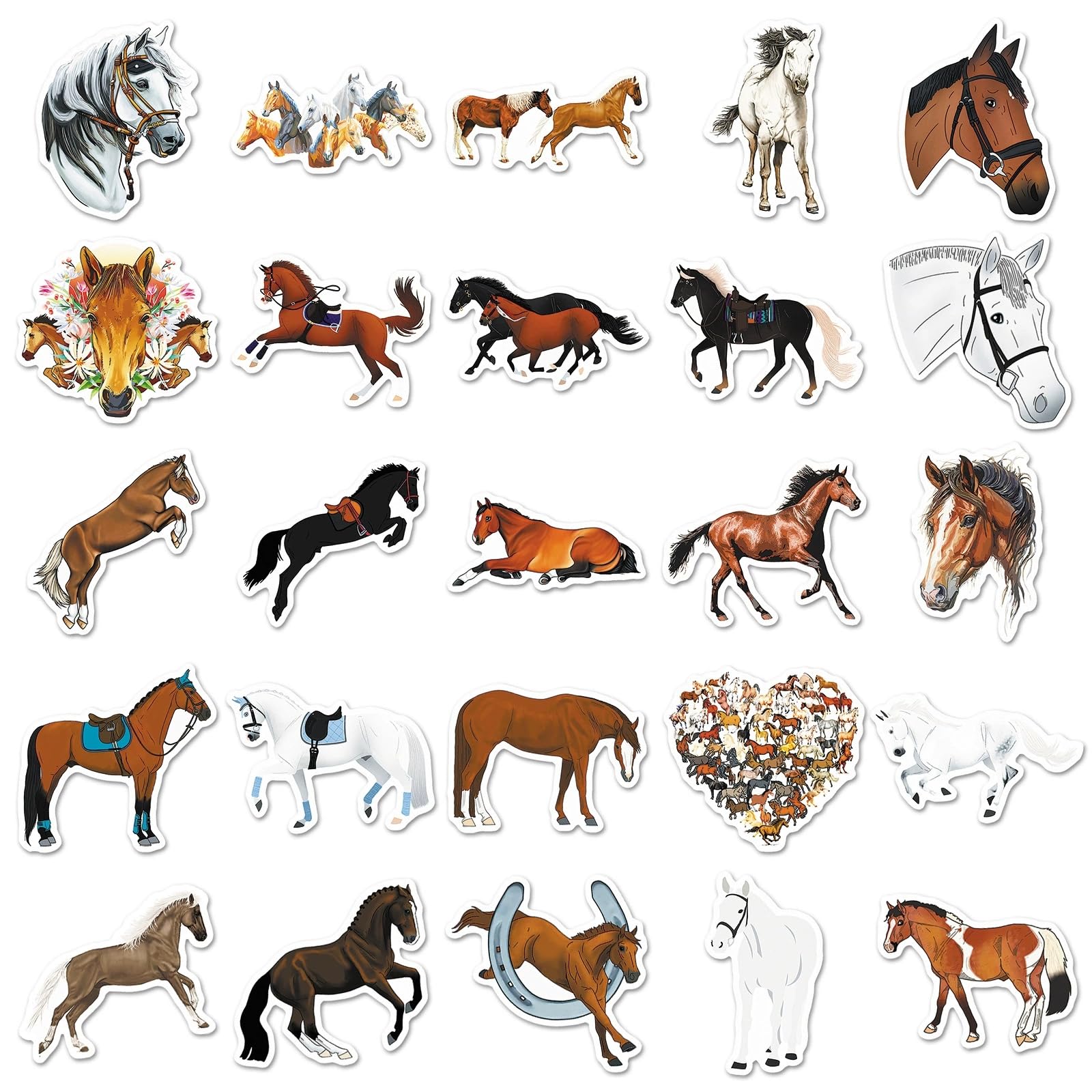100 Pcs Horse Vinyl Stickers,Cool Horse Graffiti Stickers,Vinyl Waterproof Decals for Kids Teens Girls,Phone Laptop Bottles Skateboard Computer Phone Luggage Guitar Gifts - Image 2