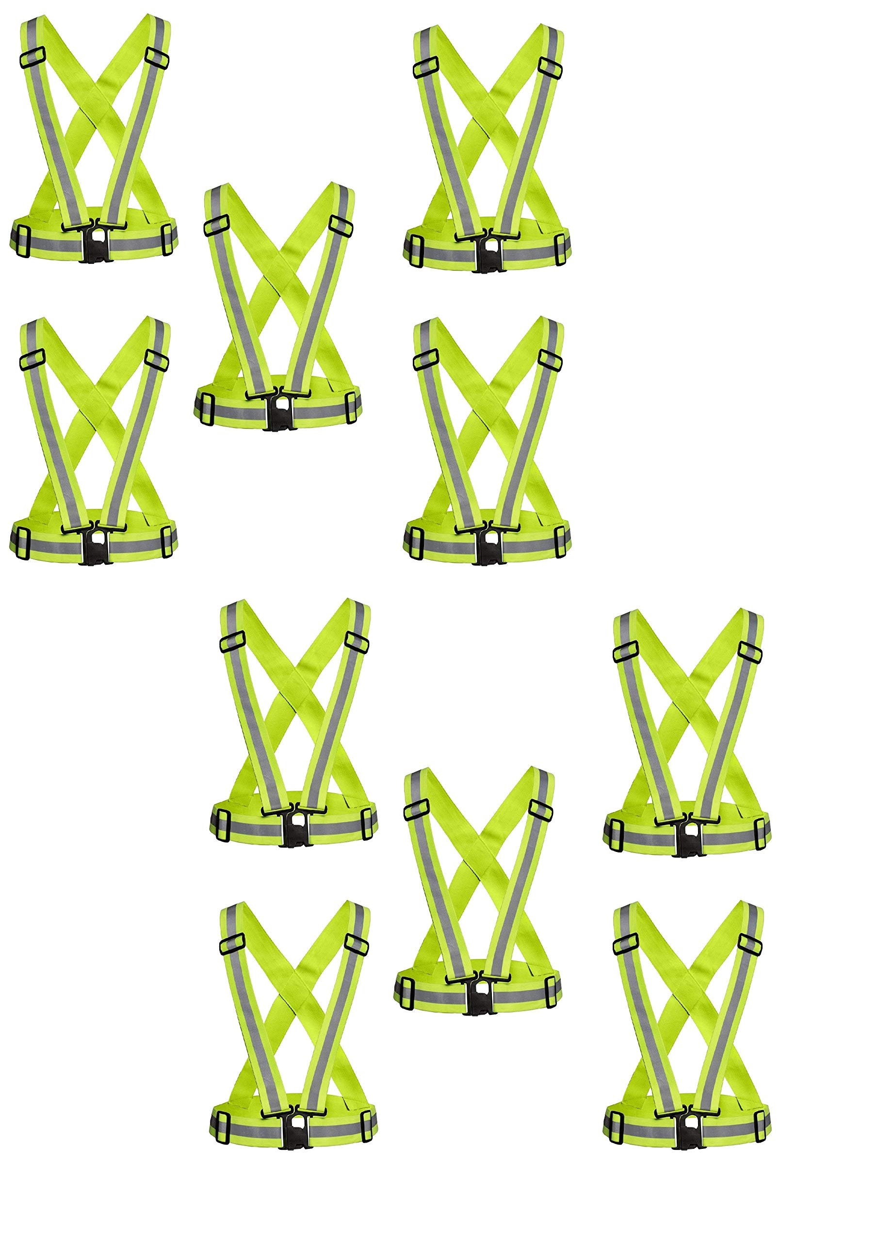 K T I® Reflective Vest | High Visibility Cross Belt Green with Adjustable Straps | Ideal for Cycling, Running and Other Outdoor Activities – Pack of