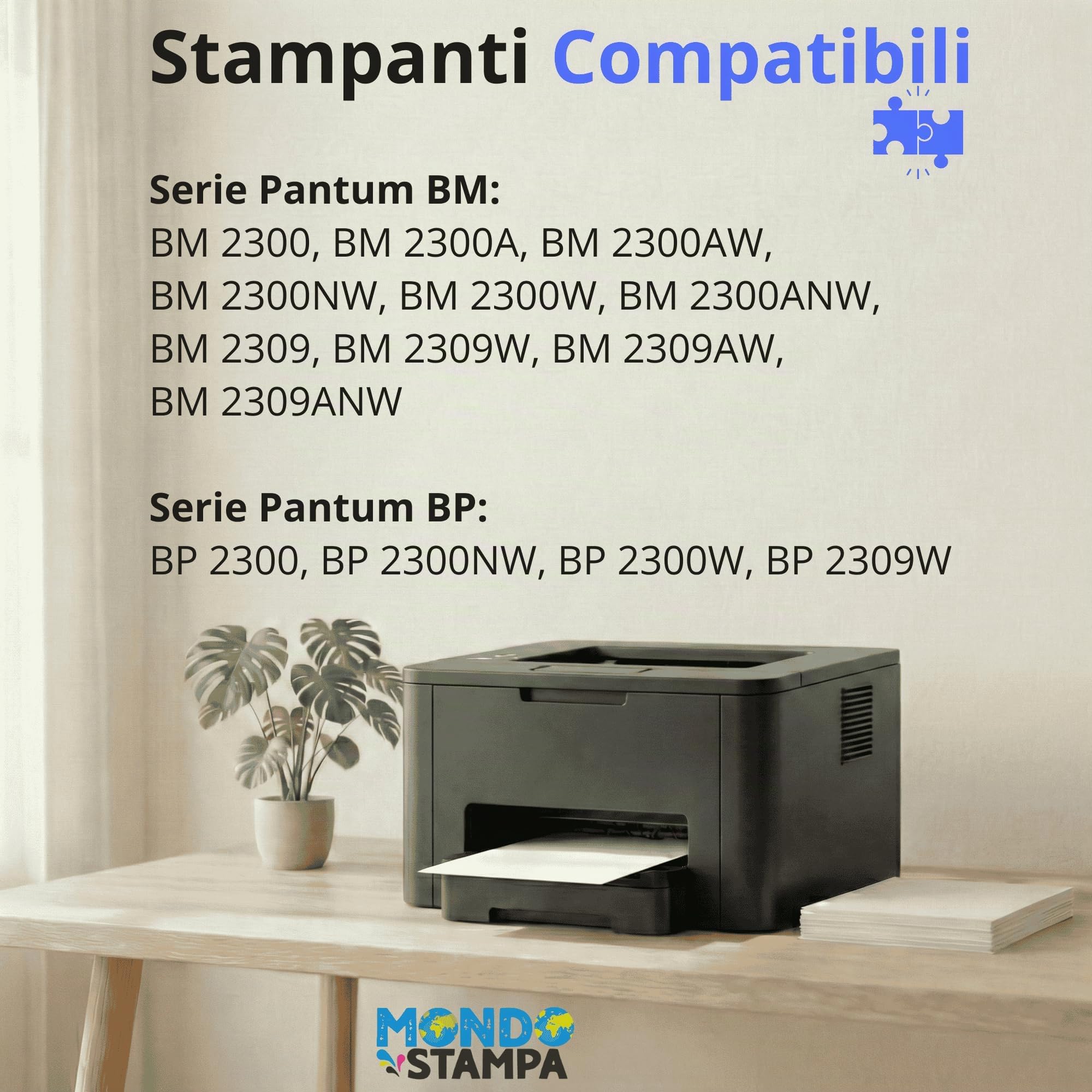 2 Toner Compatibili con Pantum TL-A2310H, Resa 1.600 Pagine, Nero, per Stampanti Serie BM 2300, BM 2309 e BP 2300 (Incluse Varianti A, W, AW, NW, ANW)