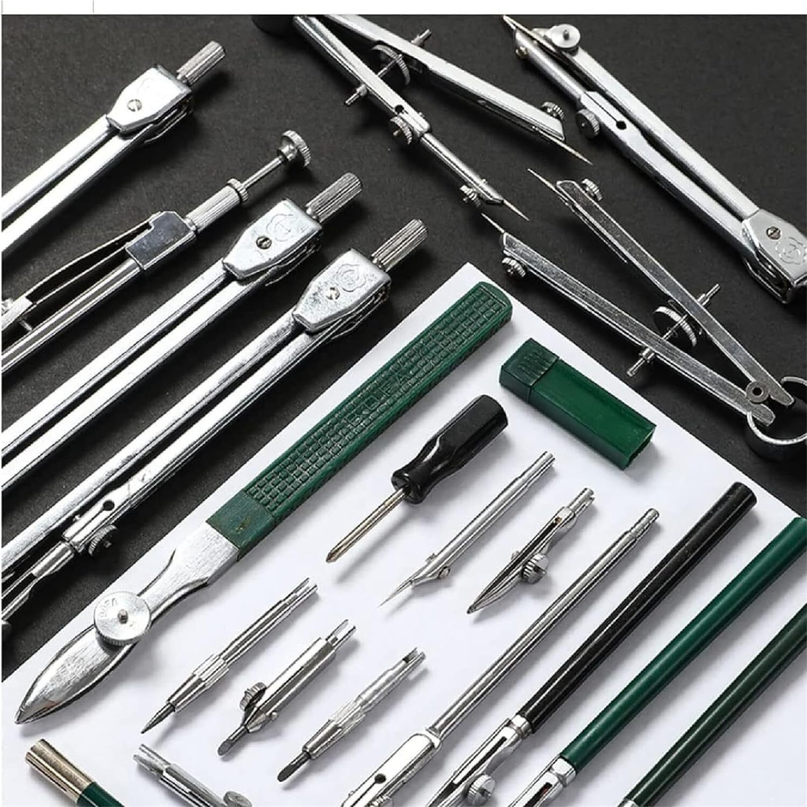Geometrie-Set, professionelle Zeichenwerkzeuge für Ingenieur-Design, Bau und Zeichnung, inklusive essentieller Kreisherstellungsinstrumente