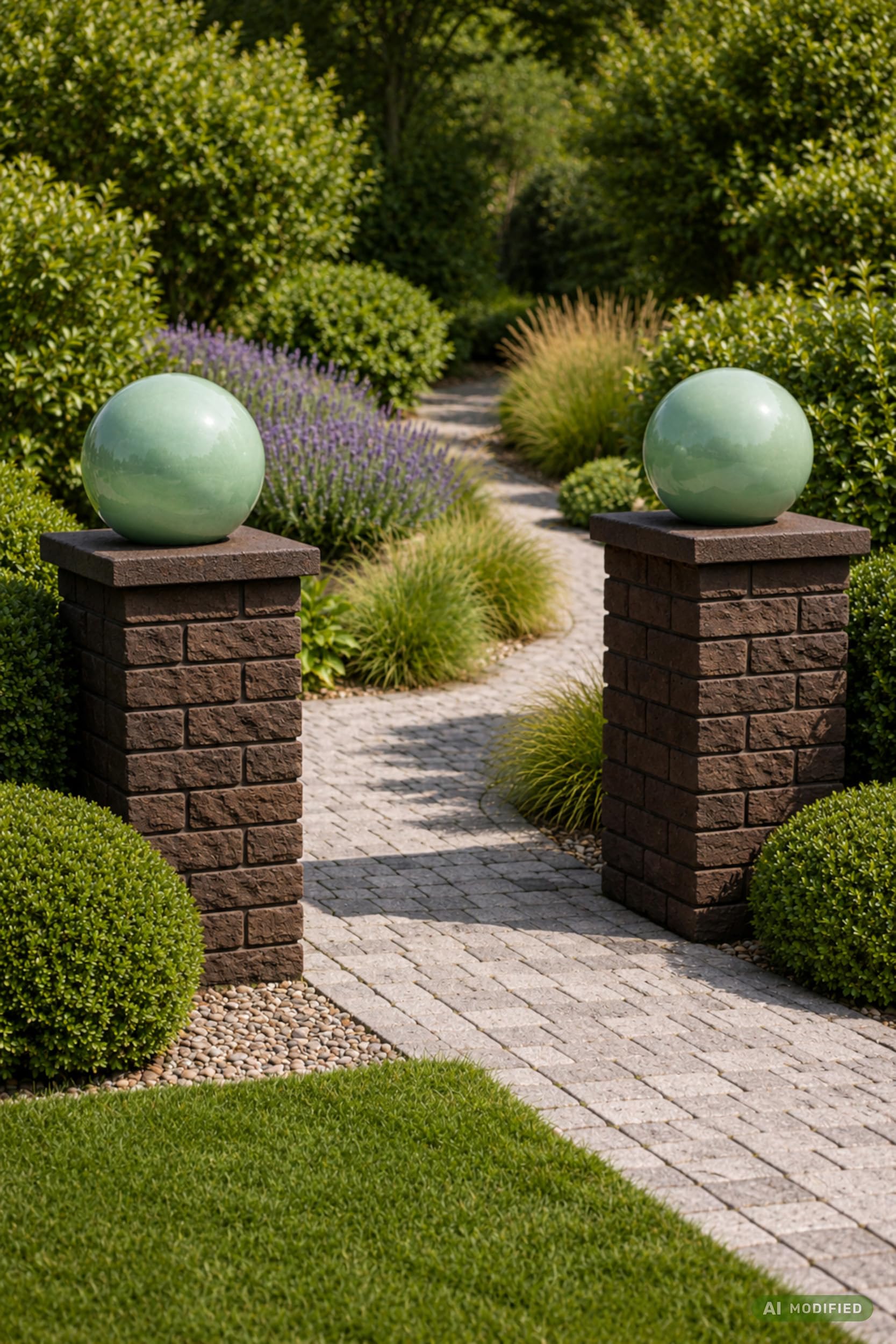 Keramik Kugel 40 cm Gartenkugel Dekokugel Gartenfigur Dekoration aus frostfester, witterungsbeständiger, robuster Steinzeug-Keramik Outdoor (Grün)