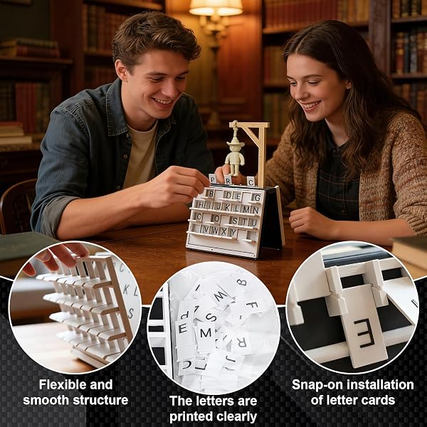 Juego de Hangman,Ahorcado Juego de Mesa,Juegos Palabras Portátil,Forma Libro,Juegos Ahorcado para Adultos Mujeres Hombres - 5