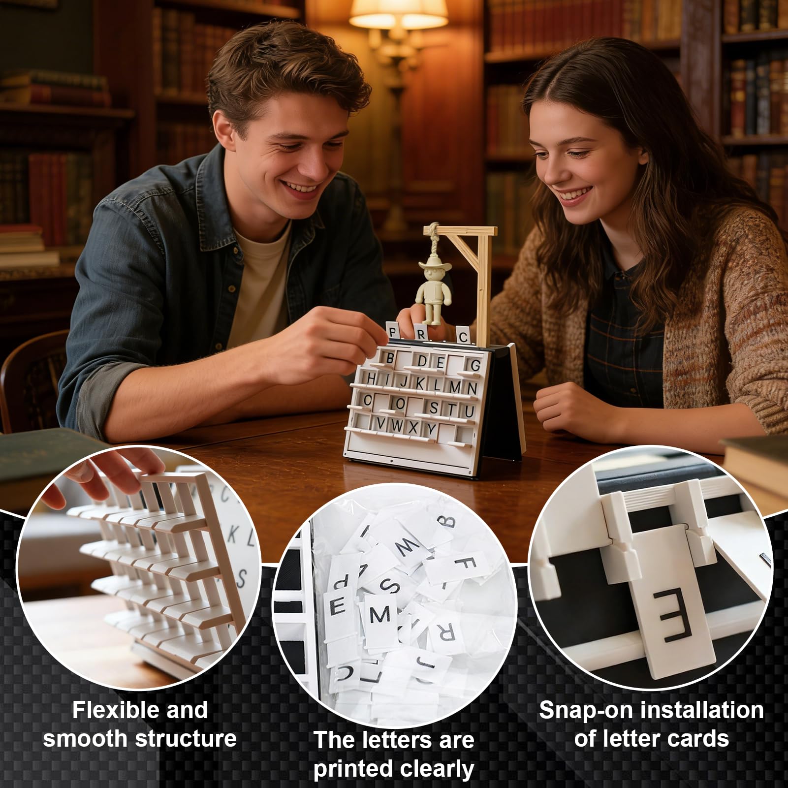 Juego de Hangman,Ahorcado Juego de Mesa,Juegos Palabras Portátil,Forma Libro,Juegos Ahorcado para Adultos Mujeres Hombres — view 5