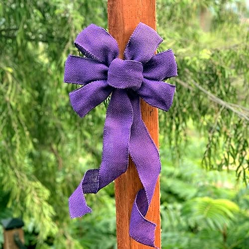 Miniatura 142 de Lazo de corona de cinta de arpillera natural, 10 pulgadas de ancho, colas largas de 18 pulgadas, granja, Pascua, otoño, invierno, Acción de Gracias