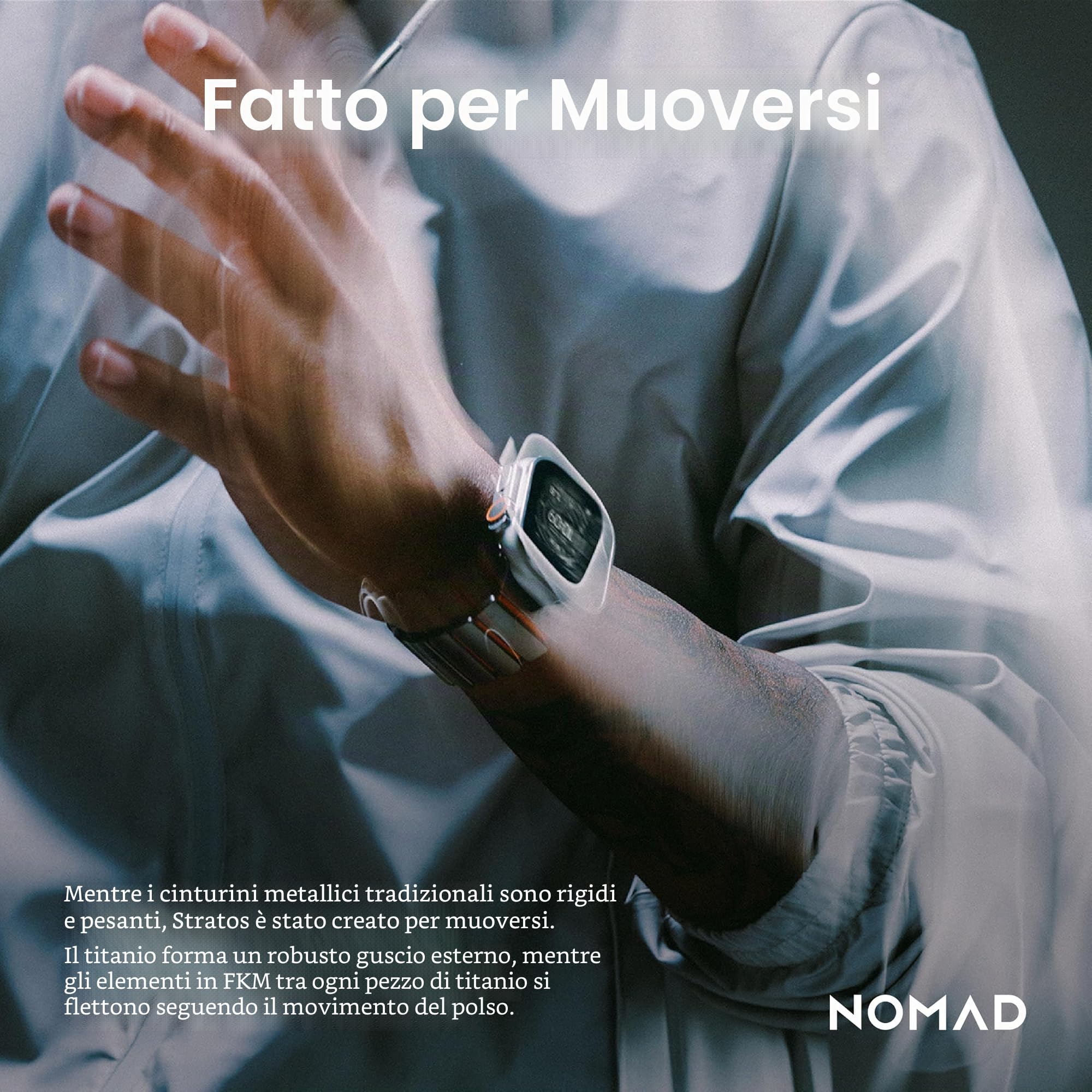 NOMAD Stratos Cinturino I per Apple Watch 42/44/45/46/49 mm, design ibrido