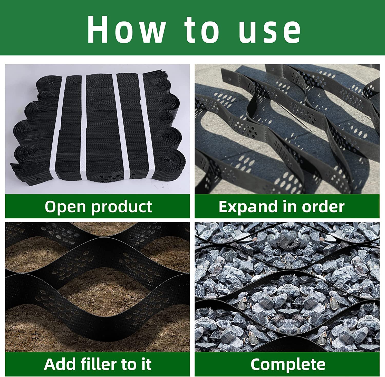 30m² Stabilizzatore Ghiaia Geogriglia, Stabilizzatore de Ghiaia per Ghiaia/carrabile/muri di Sostegno, Griglia in Geocell Plastica Flessibile Espandibile Lastra da Giardino