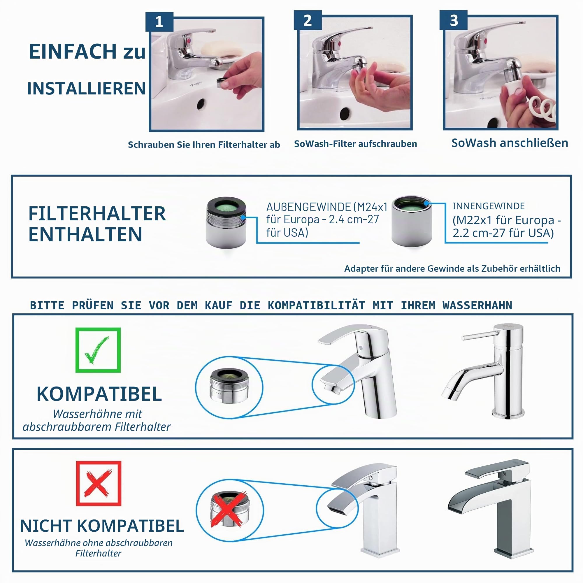 SOWASH - Verpackung "DELUXE" - complete set am Wasserhahn anschließbare Puls-Munddusche für die Mundhygiene