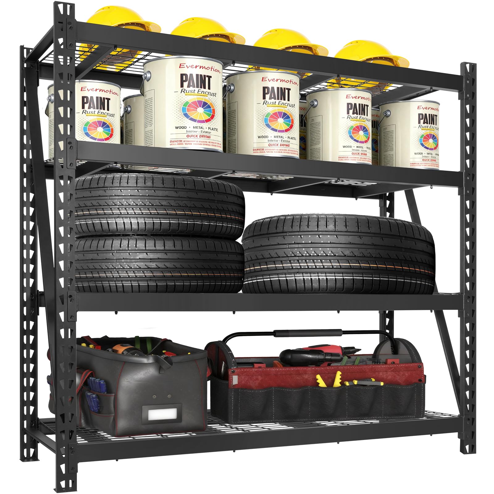 BILT HARD 72" W x 24" D Heavy Duty Garage Shelving, 72" H Storage Shelves, 5-Tier Industrial Metal Shelving Units with Adjustable Shelf, Steel Wire Utility Storage Shelves, 8000 LBS