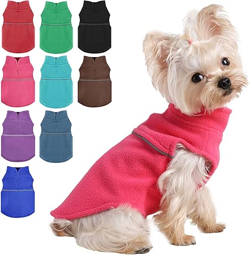 Suéteres para perros pequeños, suéter de forro polar para perros con rayas reflectantes para mascotas, ropa para cachorros, chihuahua, chihuahua,
