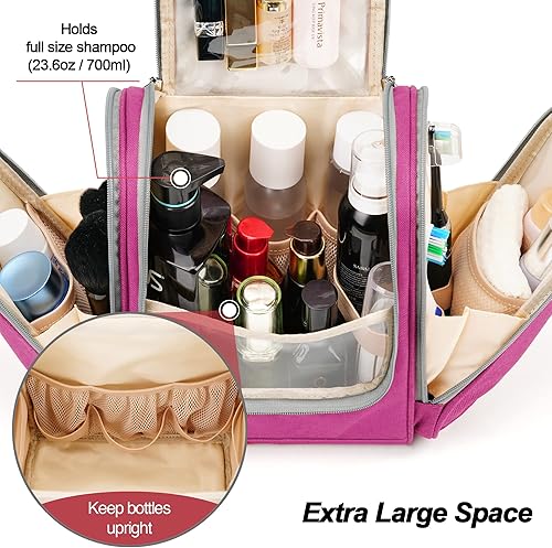 Miniatura 2 de Neceser de viaje colgante para mujeres y hombres, 6 compartimentos organizadores, bolsa extragrande para artículos de aseo personal, bolsa de