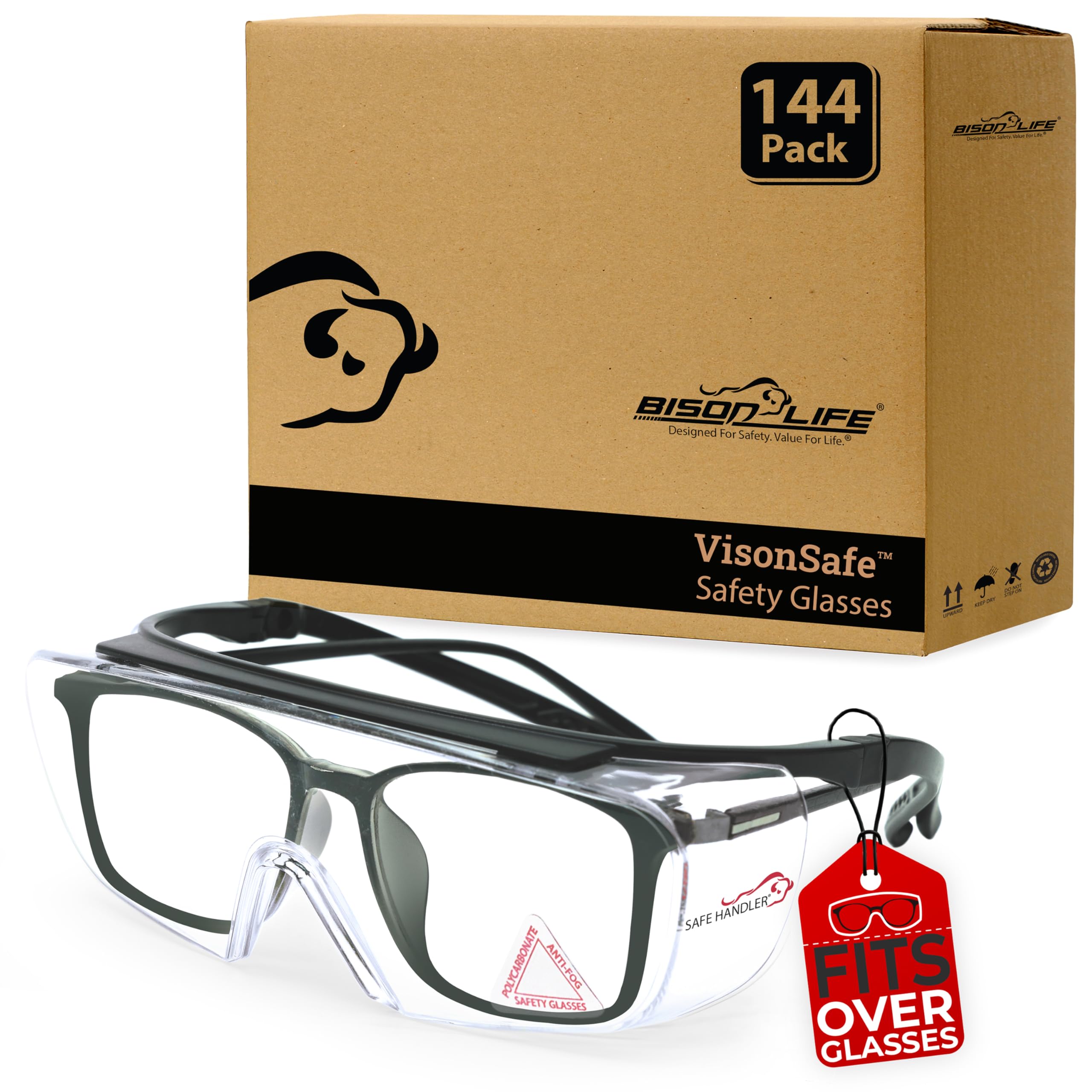 SAFE HANDLER Duarte Premium Safety Glasses Over Eyeglasses; ANSI Z87.1 Impact Resistant Polycarbonate Lenses with Anti-Fog & Scratch, UV400 Protection