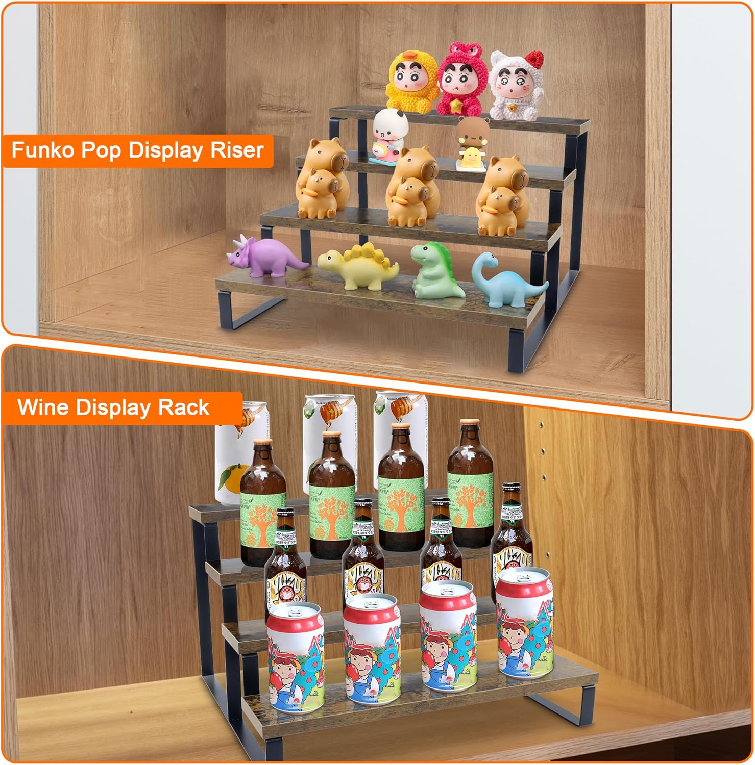 Wood Cupcake Stand, 4 Tier Wooden Cupcake Display Stand, Rustic Tiered Spice Rack Organizer, Perfume Organizer Stand, Display Riser Stand for Figures, Cupcake, Dessert