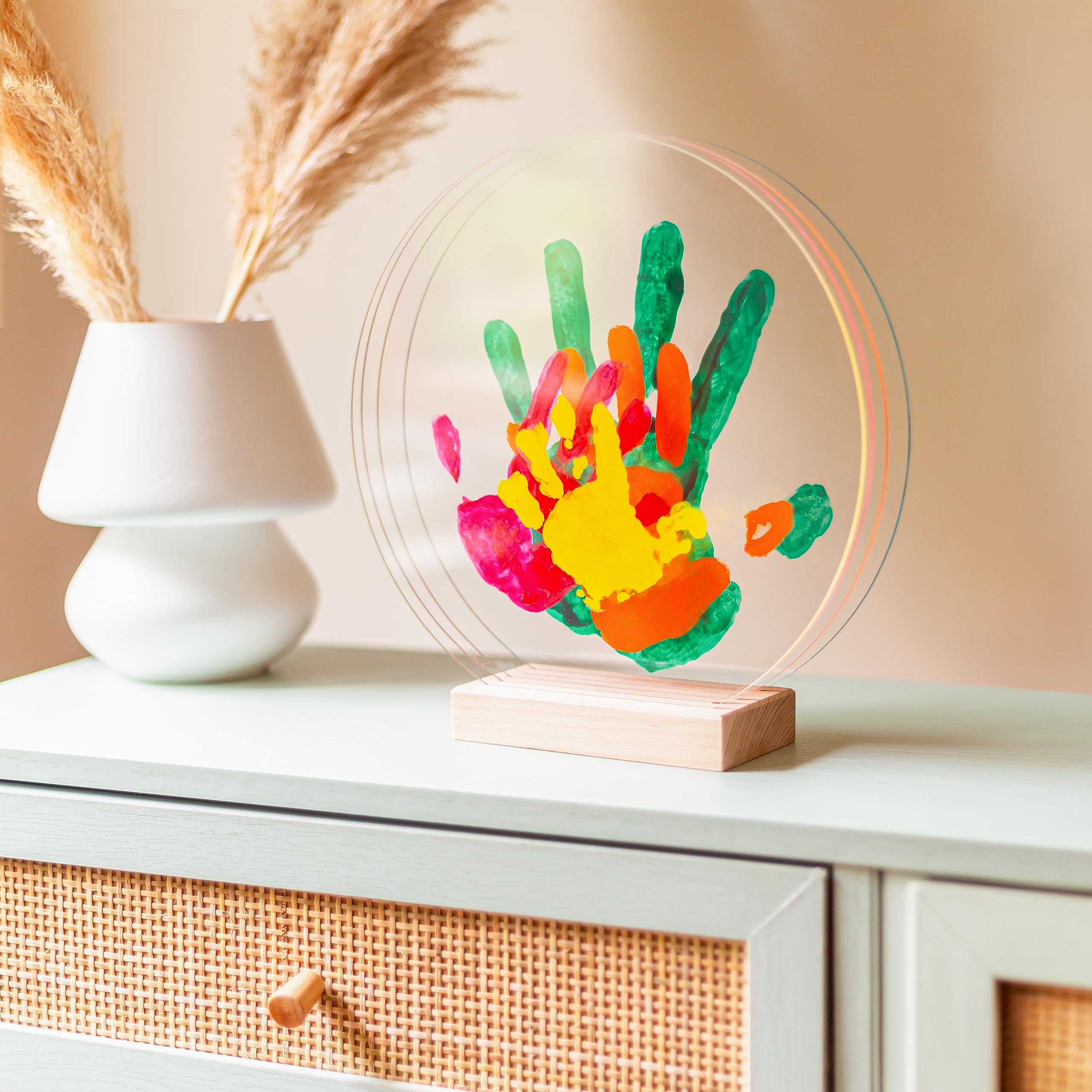 LouYou Empreintes de Bonheur - Kit Empreinte de mains Famille de 4 - Couleurs Peps - Cadeau Naissance Bébé Fille ou Garçon - Fête des Mères ou des Pères - Coffret Souvenir - Made in France
