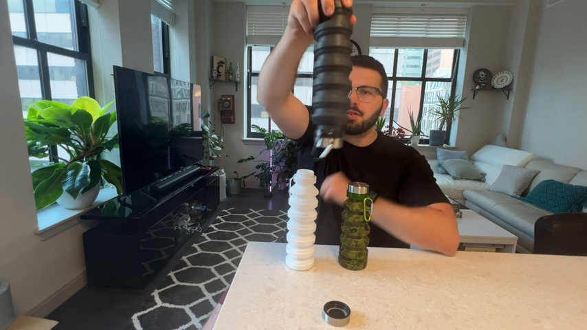 Collapsible water bottle is compact and lightweight
