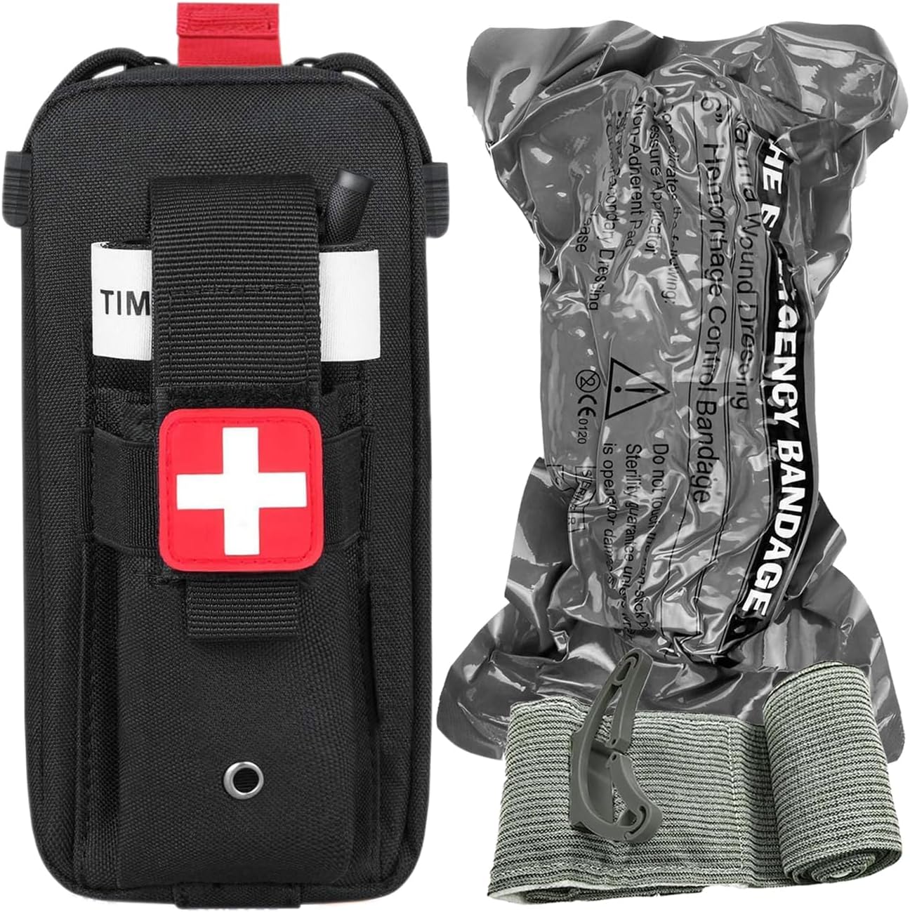 Compact Tactical First Aid Kit: IFAK Pouch with Israeli Bandage (Black) Compact Tactical First Aid Kit: IFAK Pouch with Israeli Bandage (Black)