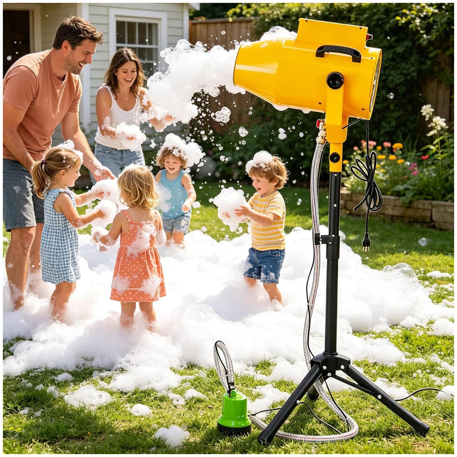 Eastnmythet Foam Machine for Outdoor Parties, Foam Maker for Pool Stage Garden, Bubble Machine for Holiday & Birthday Business Celebrations Yellow
