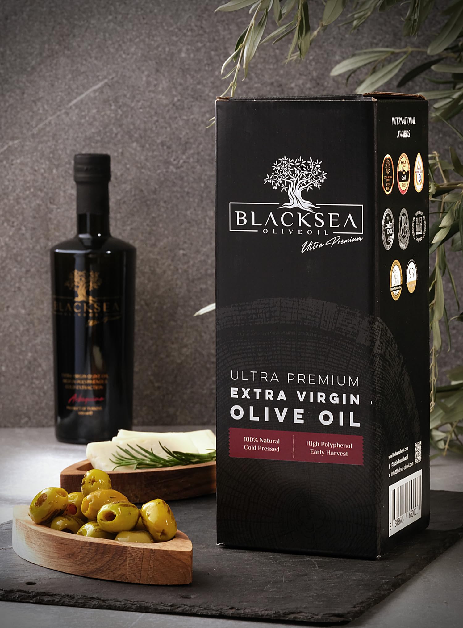 BLACKSEA Premium Olivenöl Extra Nativ Gefiltert 500 ml – 100 % Arbequina – Kaltgepresst – Polyphenolreich – Säure <0,2 % – Mild & Fruchtig – Erste Ernte – Für Feinschmecker & Gourmetküche