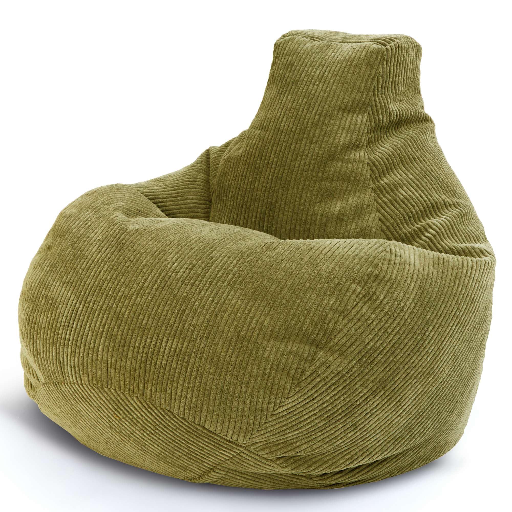 Green Bean© Beanbag con schienale 80x80x90cm - Sedia da gioco con imbottitura 230L in tessuto a coste - Cuscino da pavimento Bean Bag Lounge Chair Relax Poltrona Gamer Gaming Chair Verde