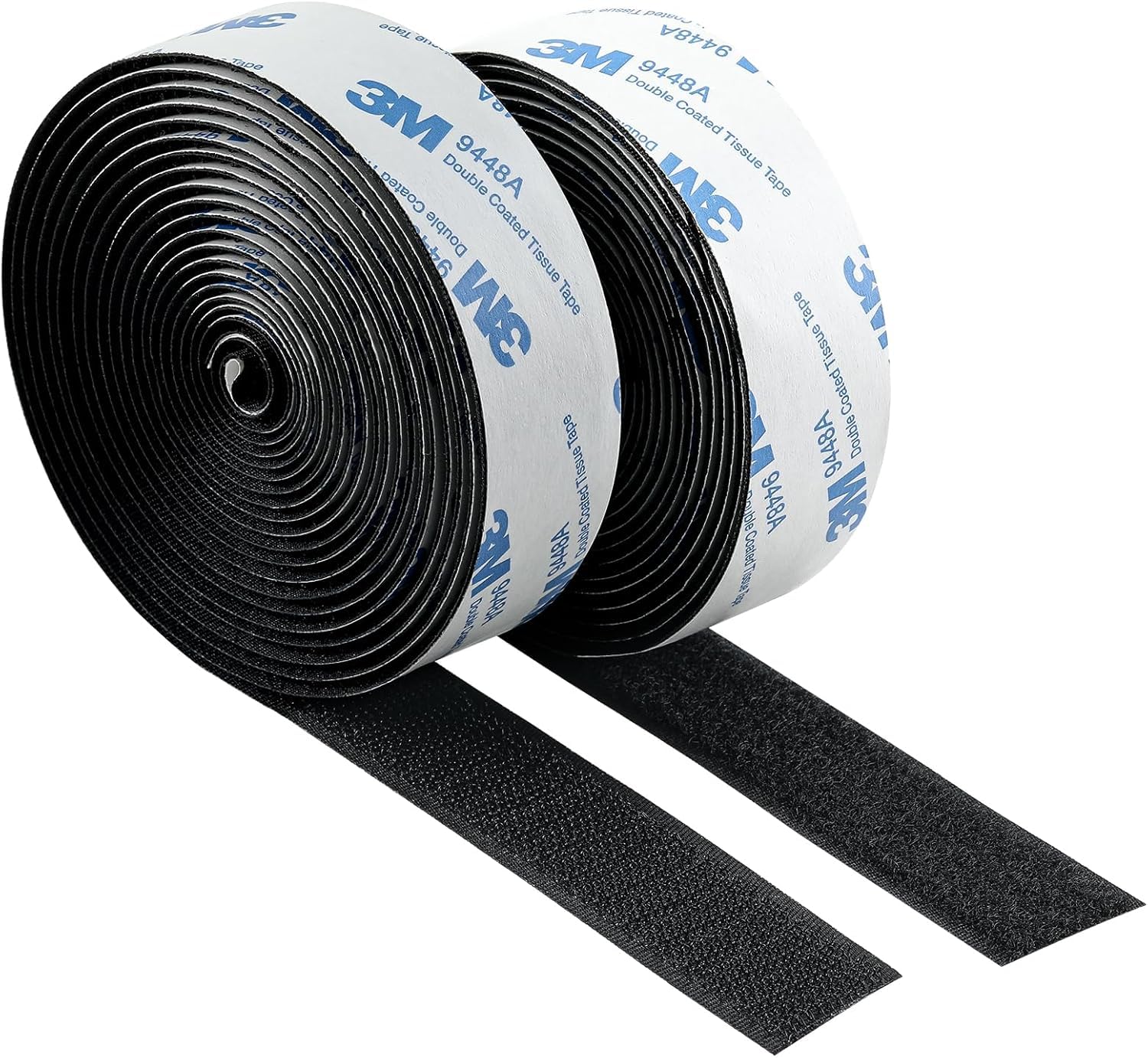 Ruban Autocollant Auto-Adhésif à Crochets et Boucles 3M 9448A 2,5CM x 3M Noir 2 Rouleaux