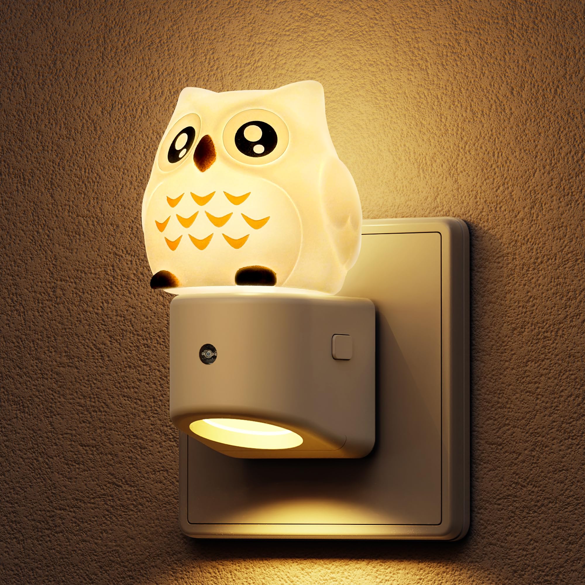 LOHAS-LED Nachtlicht Steckdose, 3D Niedliches Eule Nachtlicht mit Dämmerungssensor, RGB + Warmweiß 3000K, Farbwechsel, Baby Nachtlichter für Kinderzimmer, Kleinkinder, Flur