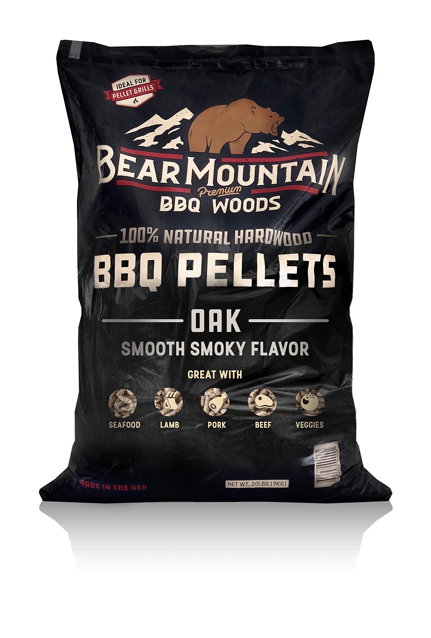 Bear Mountain Premium BBQ Woods FK18 All-Natural Hardwood Red and White Smoky Oak Smoker Pellets for Outdoor Grilling, 20 lbs