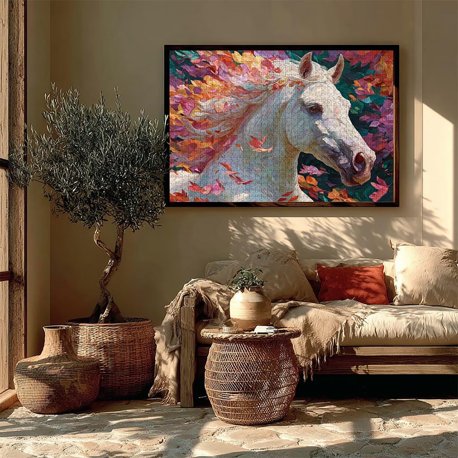 Cheval Puzzle Bois, Rose Puzzle 2000 pièces Adultes avec Boîte 99x70cm, Activités de Loisirs en Famille, Jeux de Puzzle de Haute Qualité, Convient à la Plupart des Gens, Cadeaux d'été, 8-8762