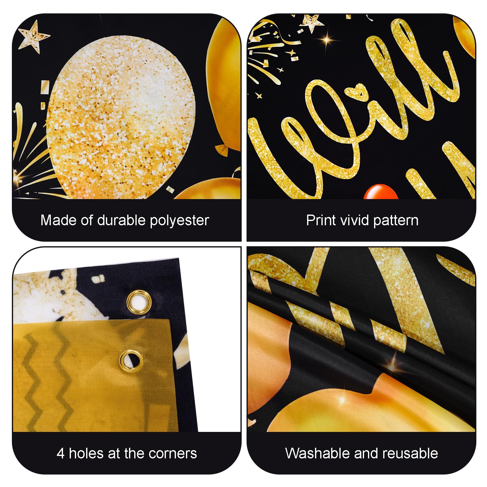 Black Gold Miss You Banner We Will Miss You Backdrop for Goodbye Party Hanging Leaving Decorations Farewell Party Banner Goodbye Background for Retirement Graduation Party Supplies - Image 3