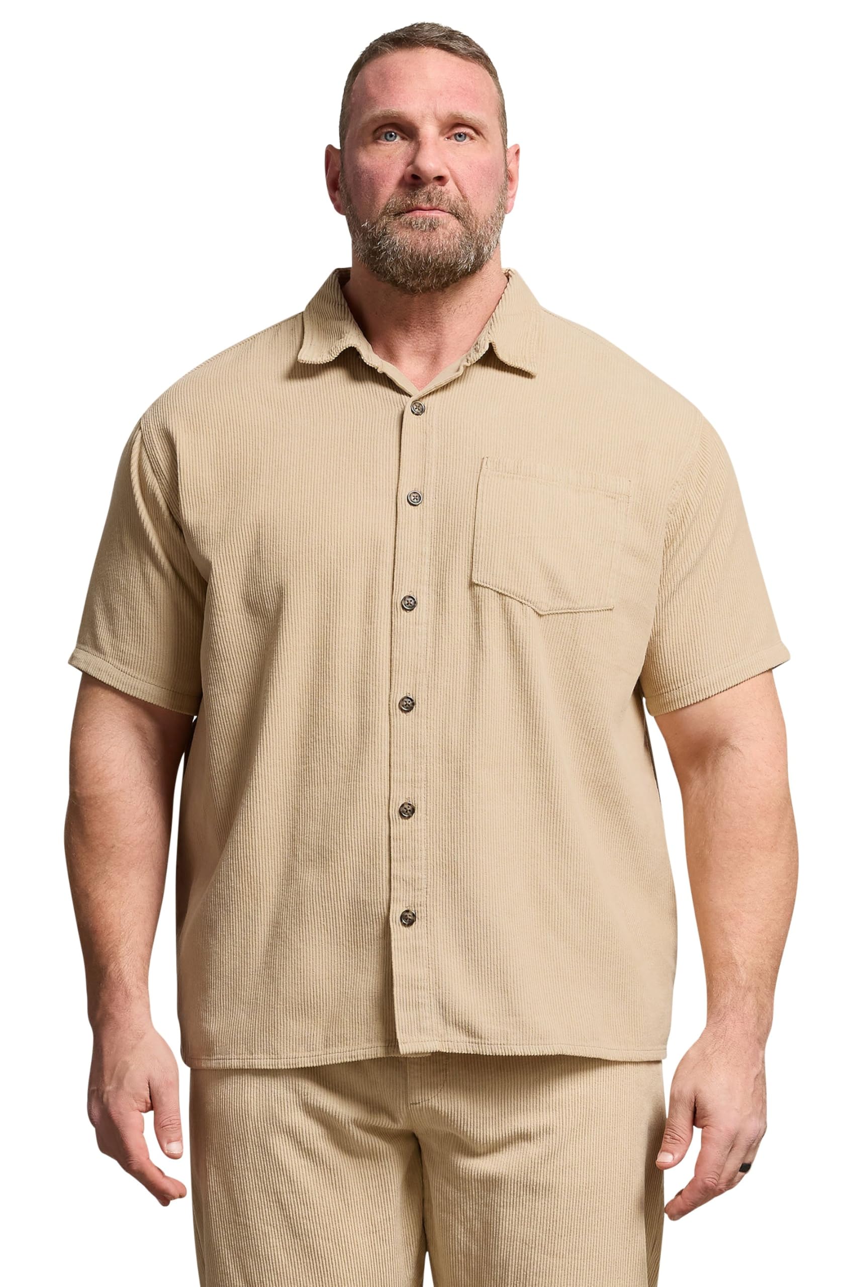 BadRhino Big & Tall Brown Corduroy Overshirt - Men's - Plus Size Curve