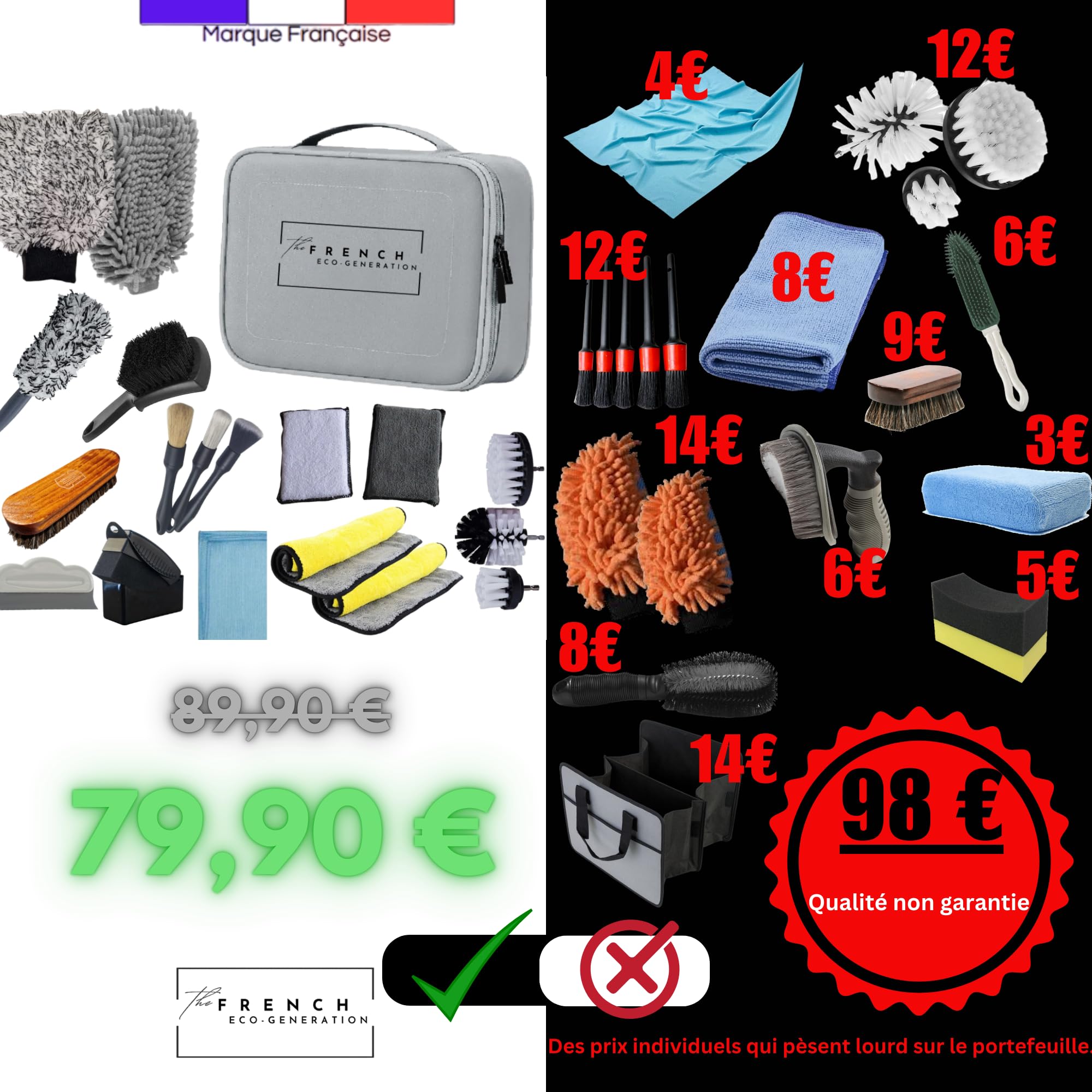 Kit de limpieza para coches profesional para detallado de autos y motos, incluye microfibra, cepillo para limpieza de llantas, guante de lavado, pincel
