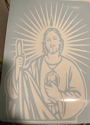 Miniatura 2 de Calcomanía de San Judas Jesús, Christo, Dios, Santos, Virgen (12 pulgadas, blanco)