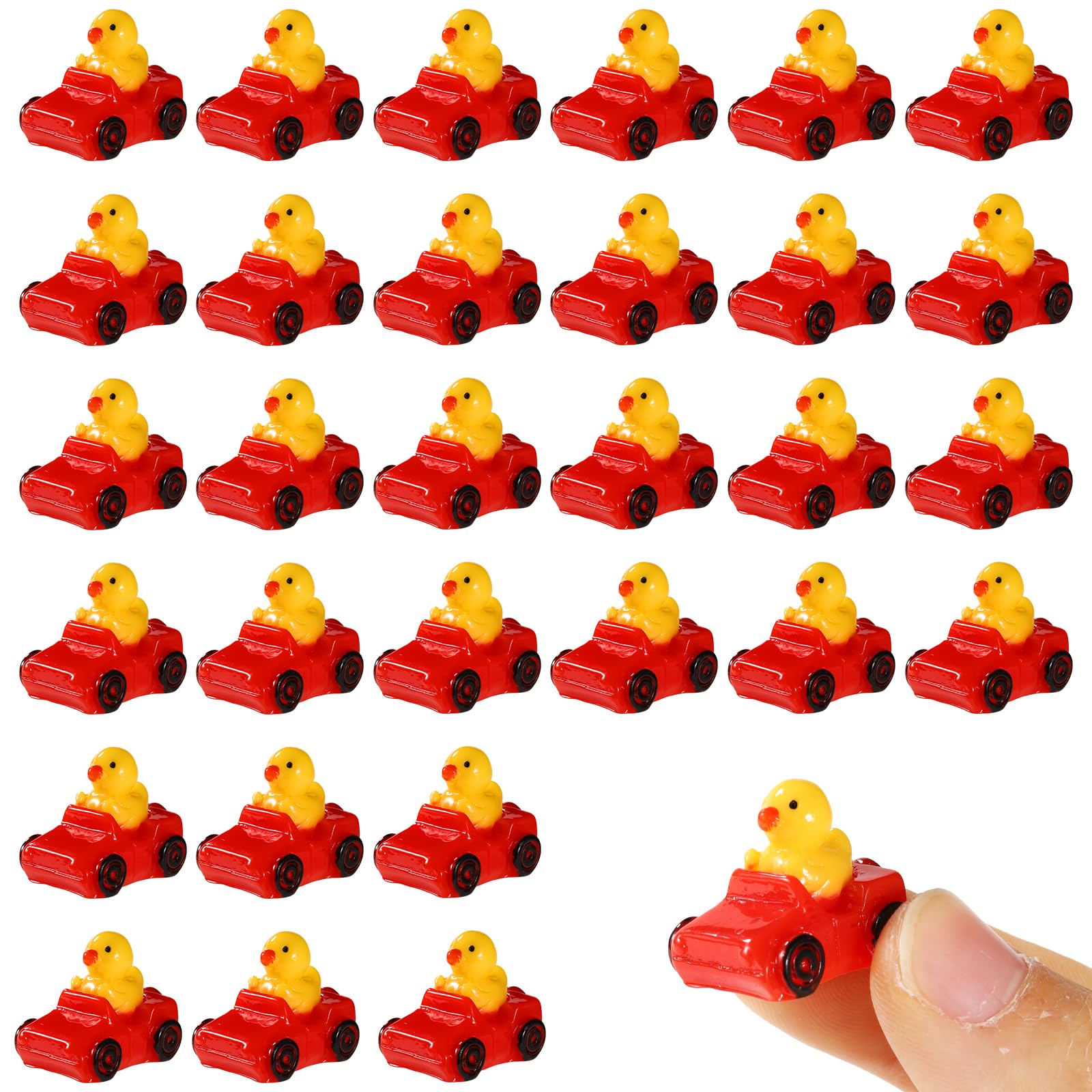 30pcs Mini Resin Ducks, Cute Rubber Ducks Miniature Resin Ducks Small Tiny Resin Ducks Decoration Waterproof Little Ducks Perfect DIY Decorations Birthday Festival Party Toy Gifts(Red)
