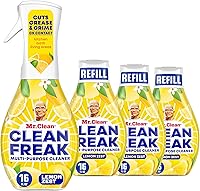 Mr. Clean Clean Freak Multi-Surface Cleaning Spray Starter Kit & 3 Refill Bundle, 64oz Lemon Zest, 3X Power Nozzle Mist