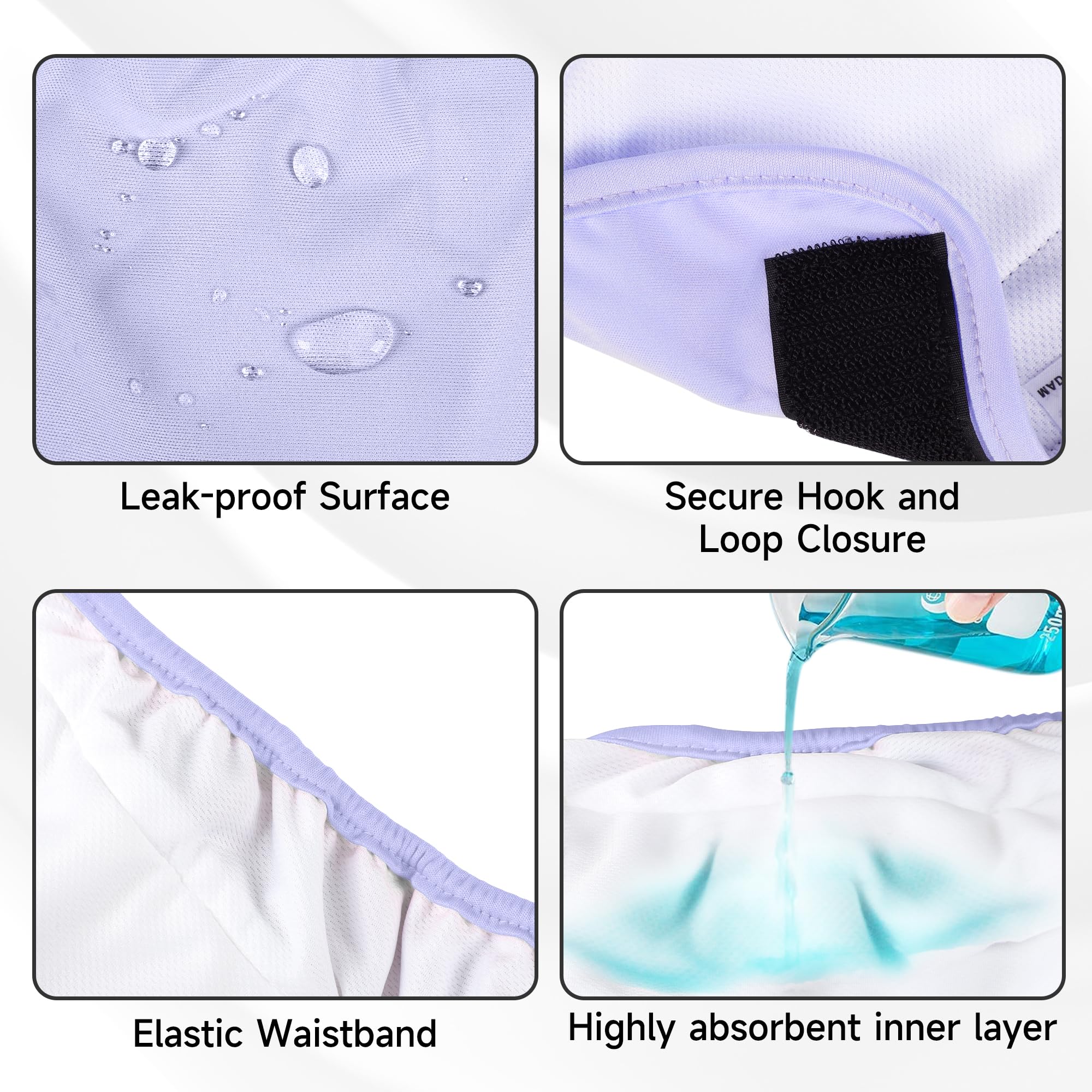 Paquete de 4 pañales reutilizables para perras, altamente absorbentes, pañales para perras, pañales para perros grandes, amarillo y morado