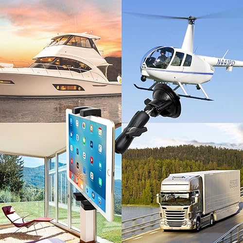 Miniatura 5 de Soporte para iPad para parabrisas de tablero de automóvil, brazo de aluminio resistente, soporte de succión para tableta para ventana, compatible