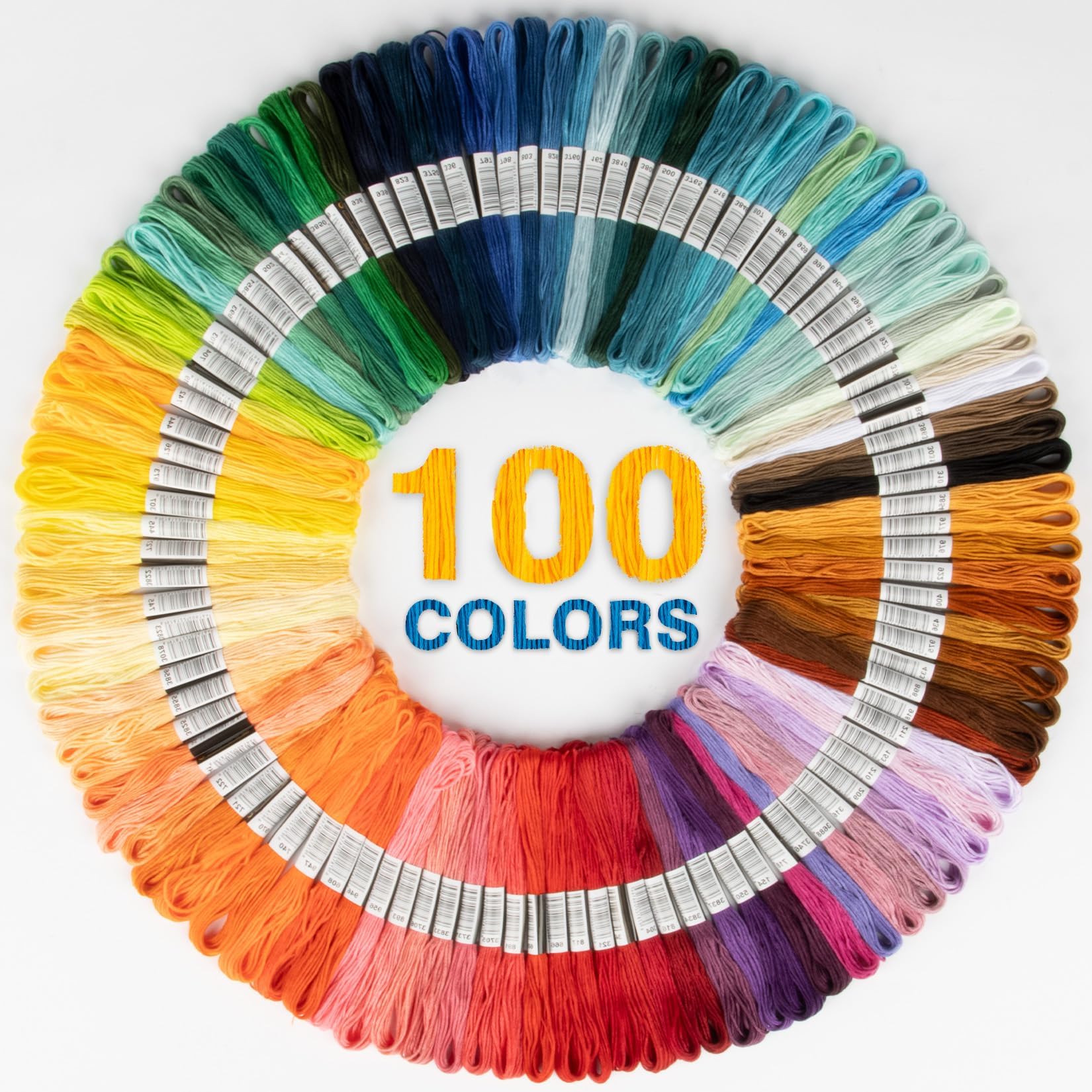 Sukh 100 Colour Embroidery Thread - Rainbow Embroidery Floss Bulk for DIY Sewing & Crafts