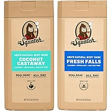 Dr. Squatch Natural Men's Body Wash Shower Gel - Cleansing, Nourishing, Long Lasting Scent, Moisturizing Body Wash for Men - Fresh Falls + Coconut Castaway (14 oz, 2-Pack)
