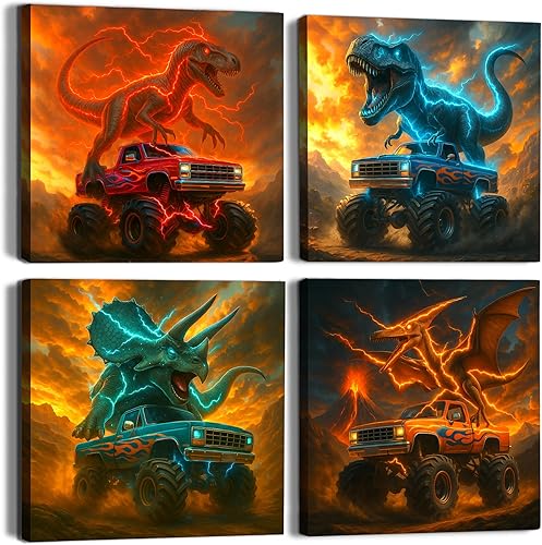 Deveosa Póster de dinosaurio para cuarto de baño, decoración de dinosaurio, para niños, decoración de dinosaurios, para niños pequeños