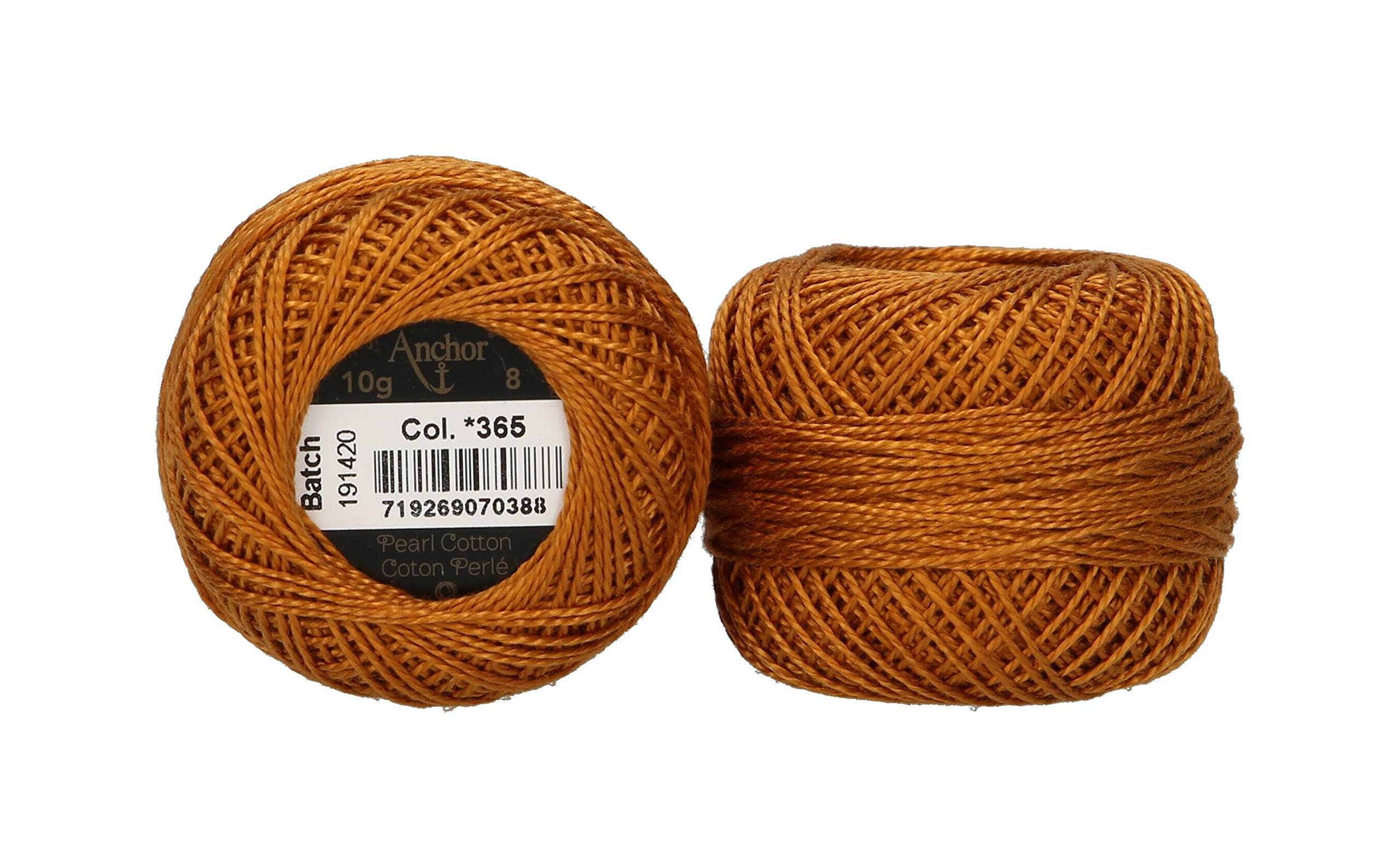 Anchor 4591008-00365 Embroidery Thread, 100% Cotton, Cognac, Thickness 8, 82 m
