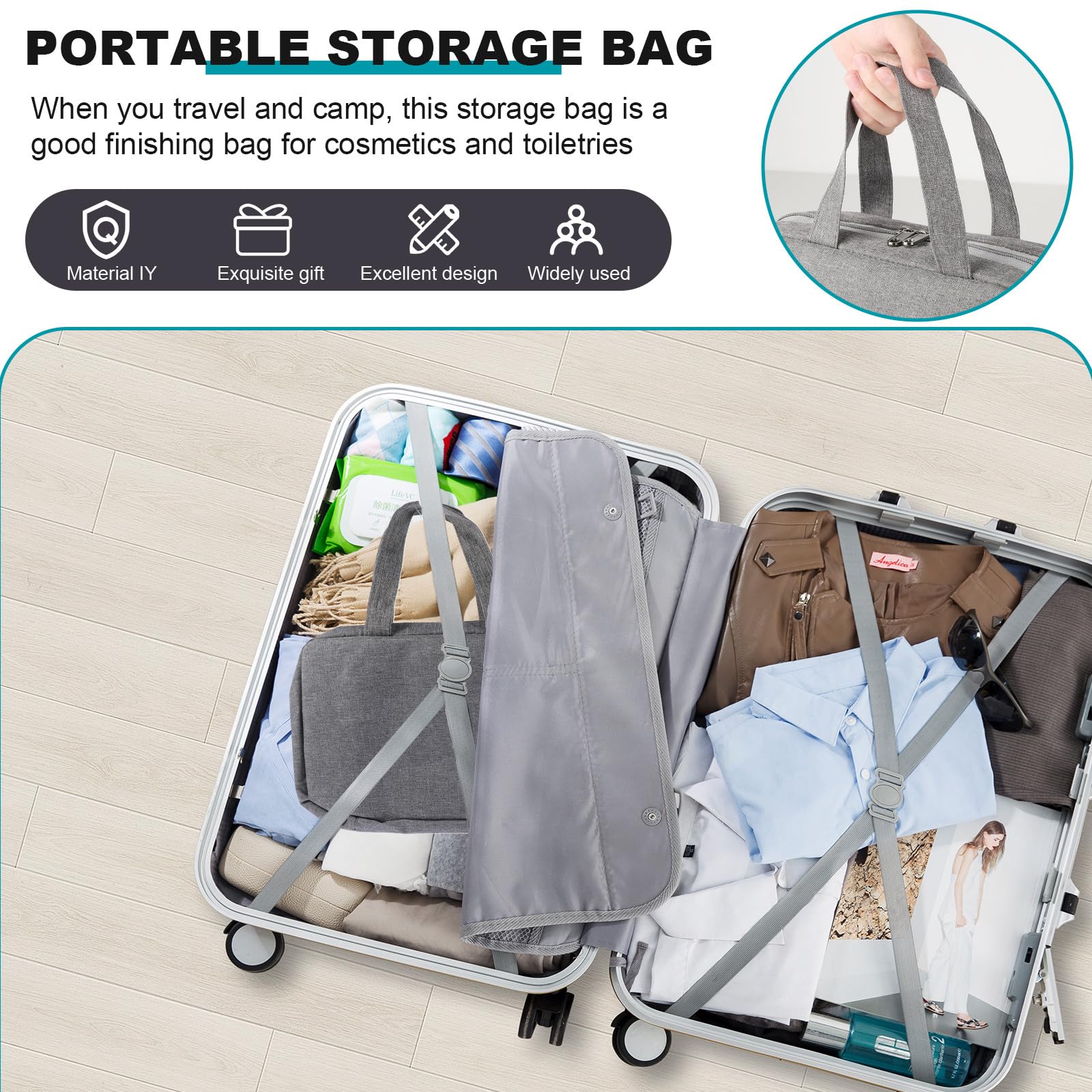 Alipis Borsa da e Rifiniture Accurate Pieghevole da Viaggio in Poliestere Grande Capacità e Scomparti Multipli, Design Compatto per Campeggio e Viaggio