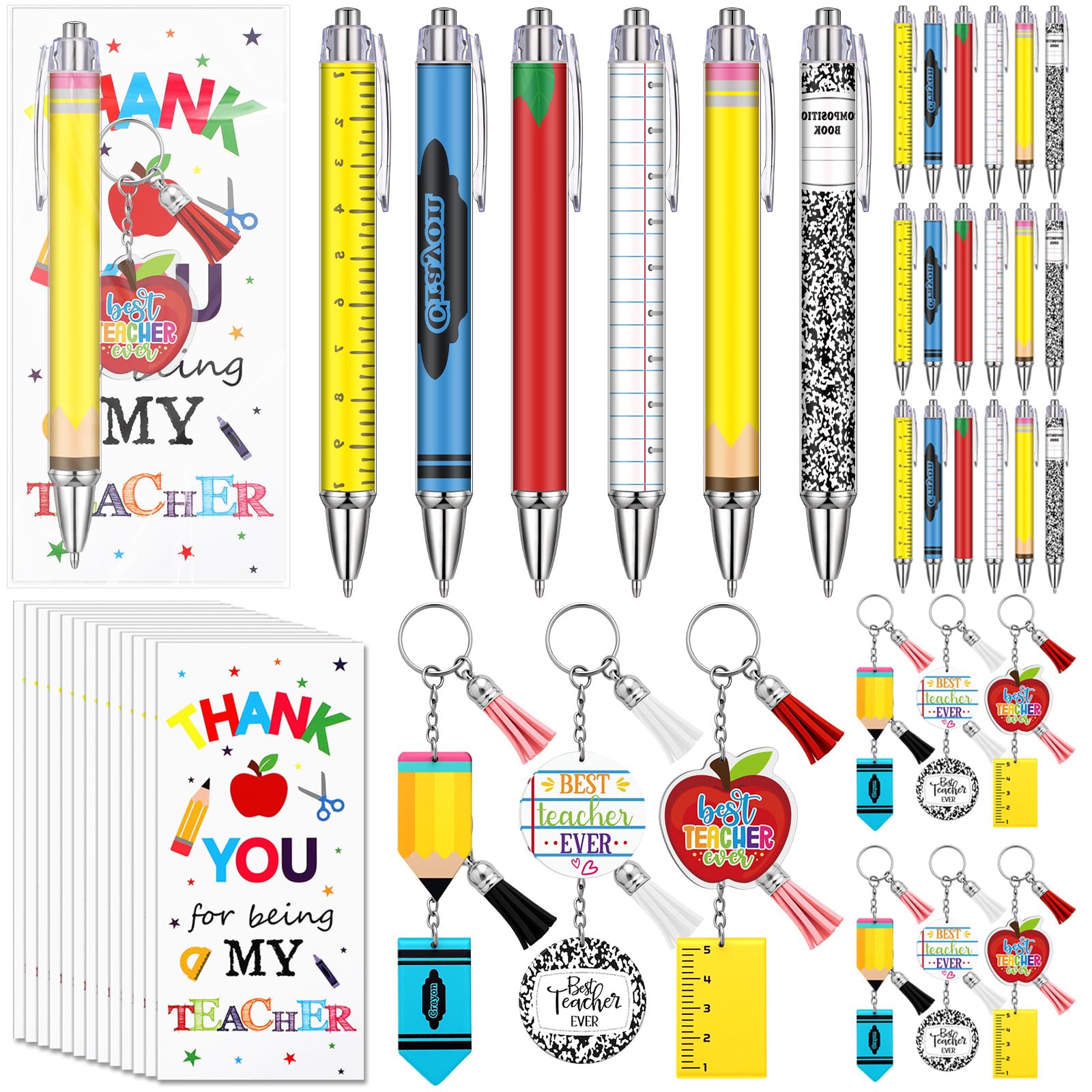 Photo 1 of 24 Pcs Appreciation Gift Set, Thank You Presents with Pen, Keychain, Greeting Cards and Gift Bags for Teacher, Nurse, Office Staff