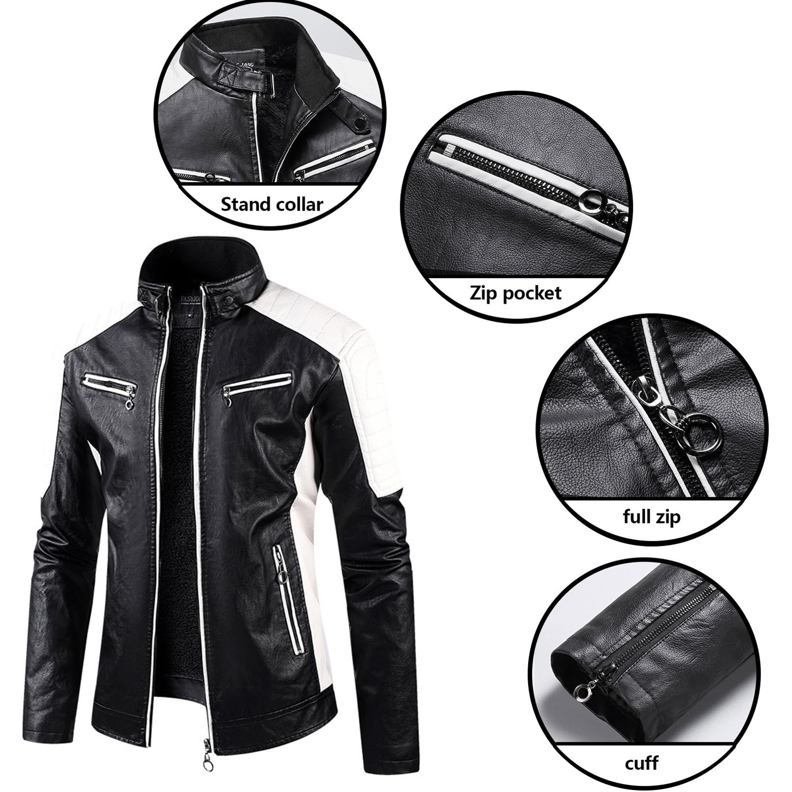 Chaquetas De Moto con Cremallera Completa para Hombre Ropa De Cuero con Cuello Alto para MV Traje De Carreras con Estampado De Patchwork Prendas-Yellow||M