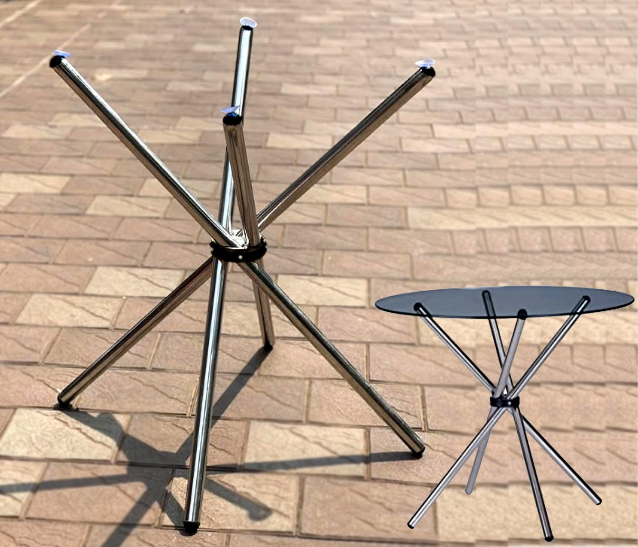 AVRIAN Stainless Steel Dining Table Base/Stand/Leg, Foldable Cross Metal Stand, 4 Seater, Ultra Glossy Finish, Folding Table Leg for Dining Room, Garden, Café, Shop (Table Stand Without Glass)-image-38