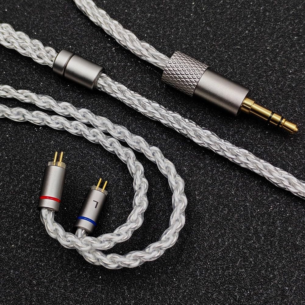Cavo per cuffie in rame placcato argento, 3 in 1 da tipo C a 4,4 mm e adattatore AUX da 3,5 mm, cavo di aggiornamento per auricolari a doppio pin da 0,78 mm per audiofili, 1,2 m, argento (3 in 1)