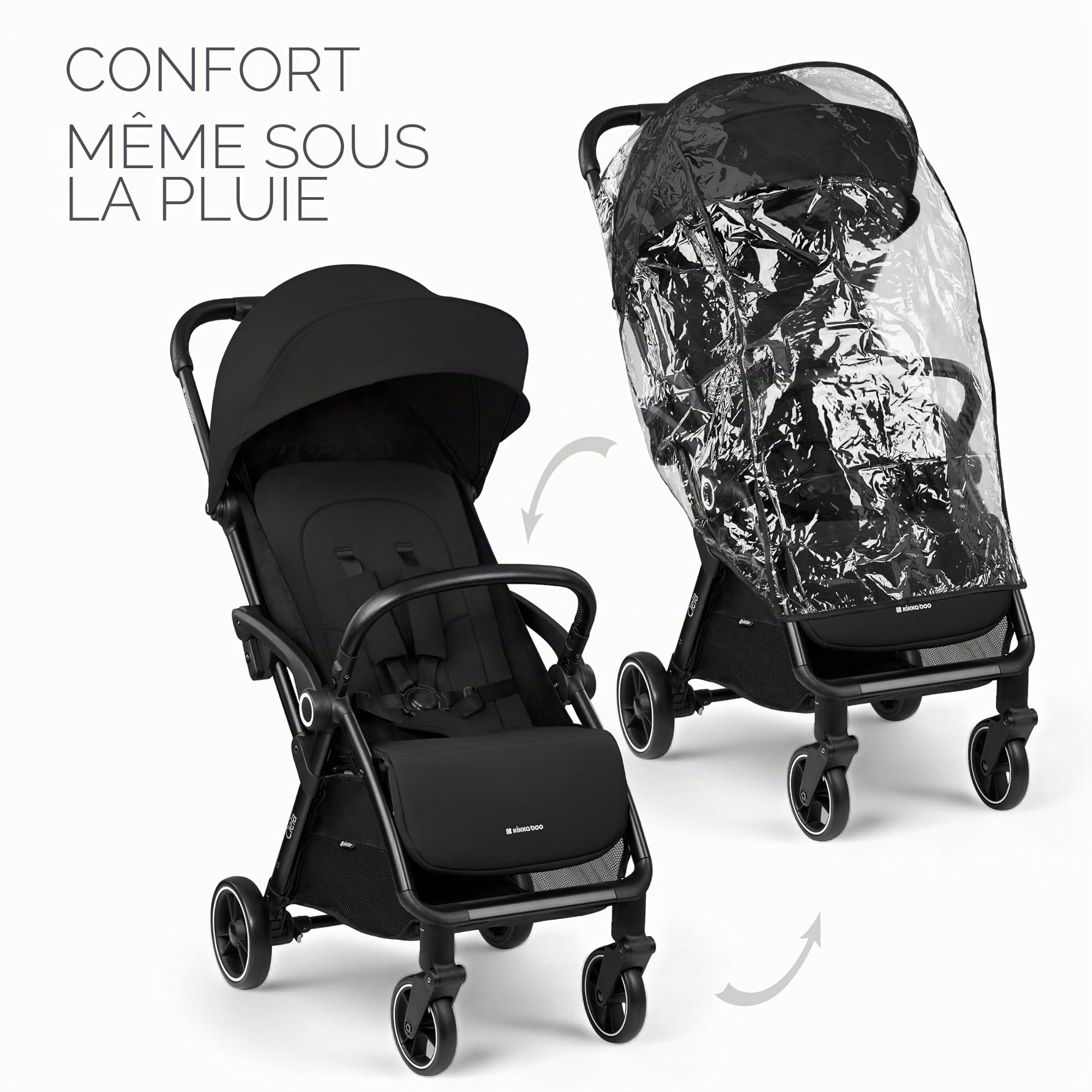 KikkaBoo Poussette Canne Compacte CIELA, Bébé jusqu’à 22 kg, Ultra Légère, Pliage Automatique, Noir
