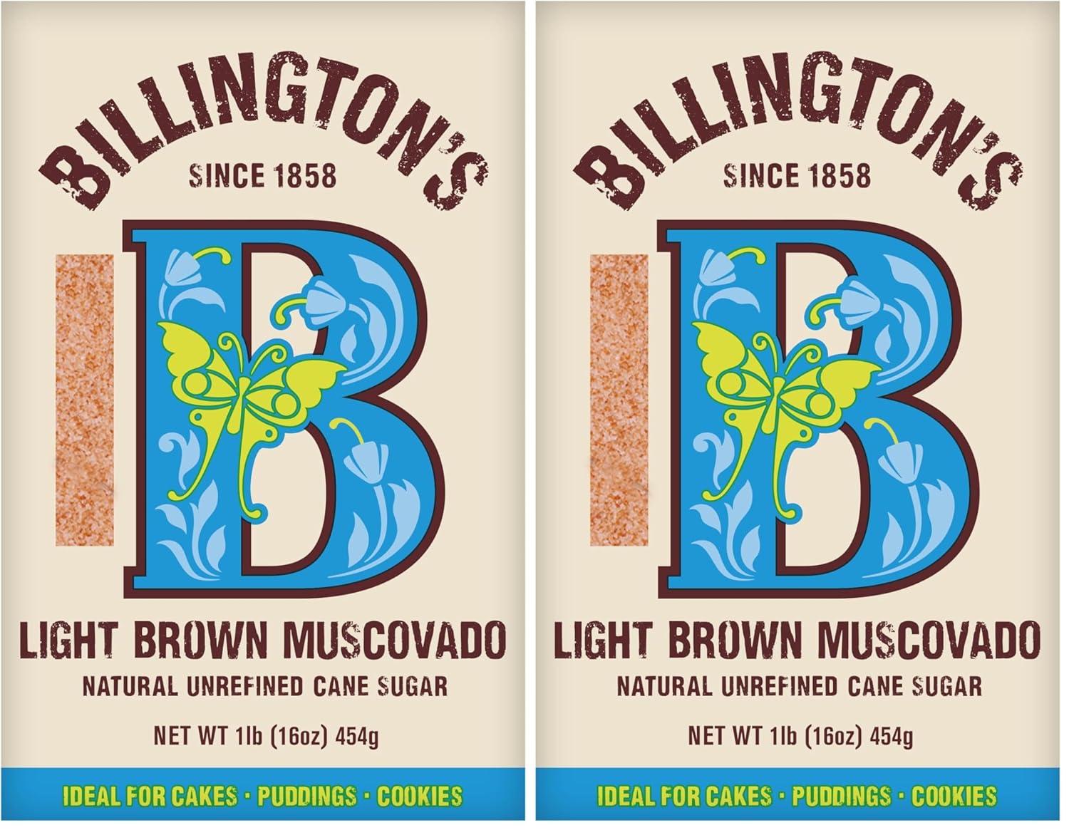 Billington's Natural Light Brown Muscovado Sugar, 1 LB (Pack of 10)