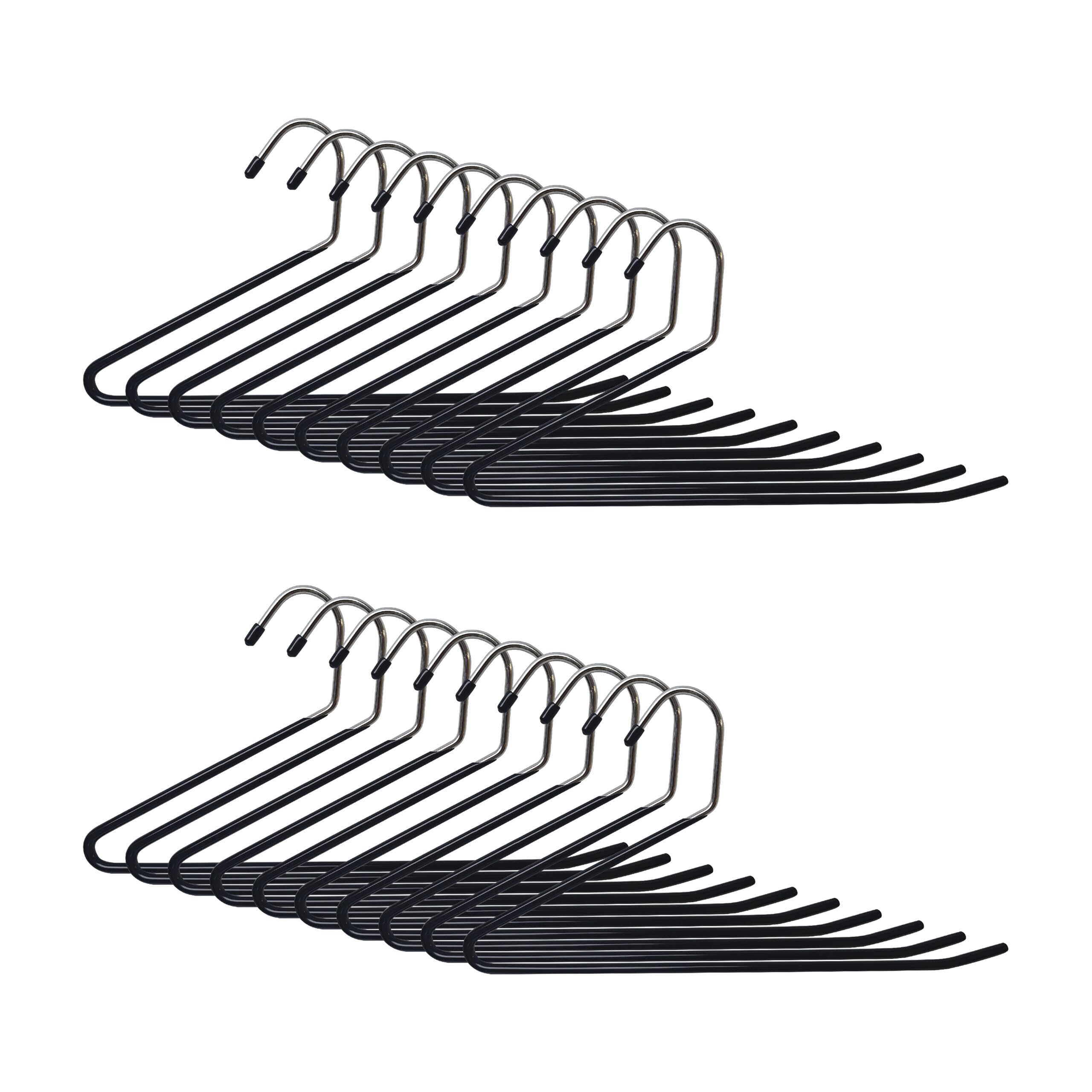 Relaxdays Trouser Hangers, 20-Pack, S-Shape, Non-Slip, Space-Saving, Metal, Silver/Black