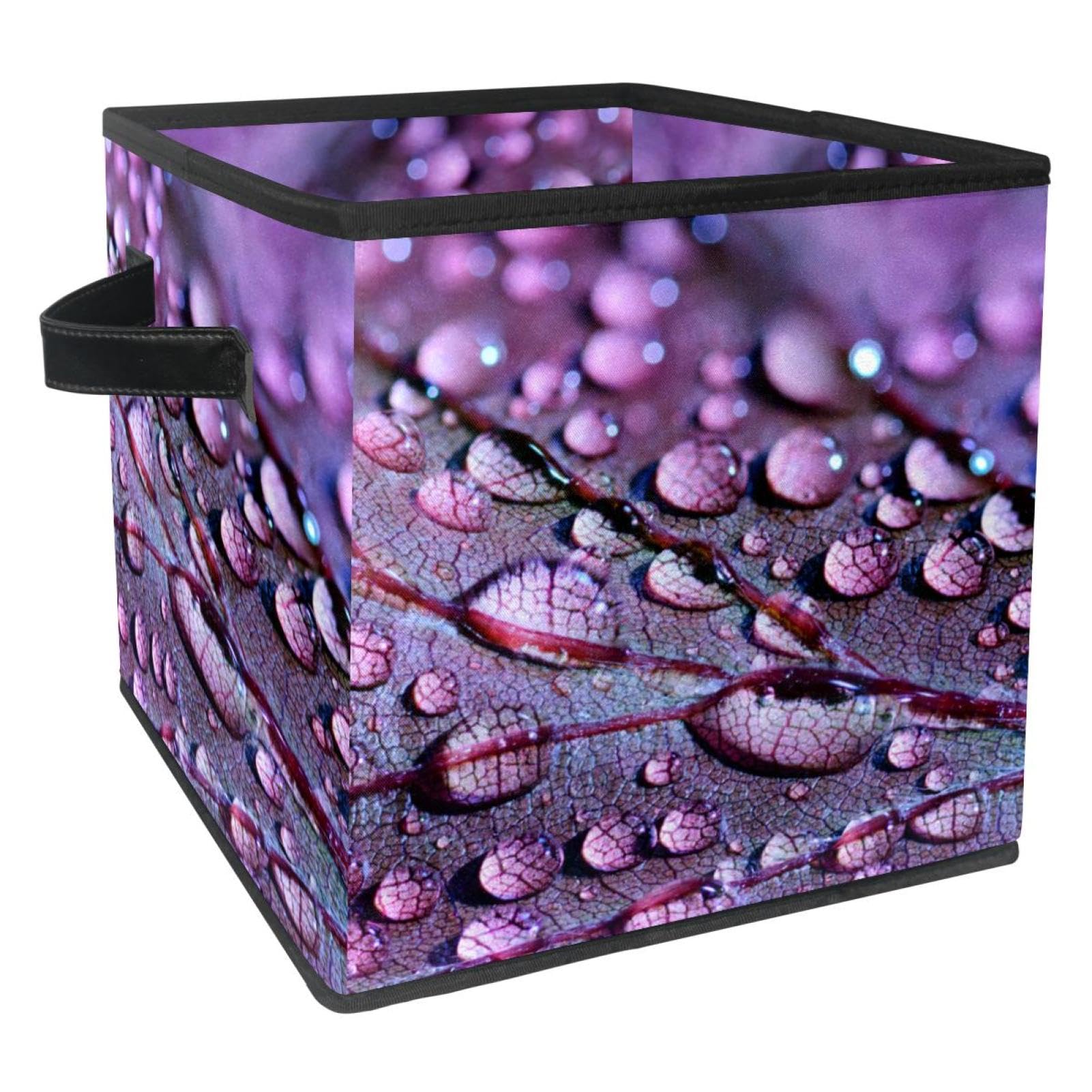 Boîte de rangement pliable violette motif gouttes pour placard et chambre